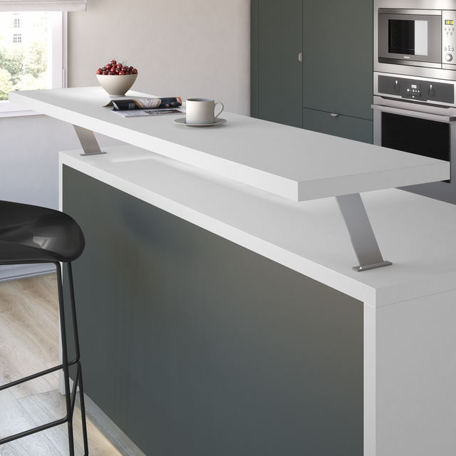 Plan snack stratifié Blanc mat L.200 x P.40 cm, Ep.38 mm