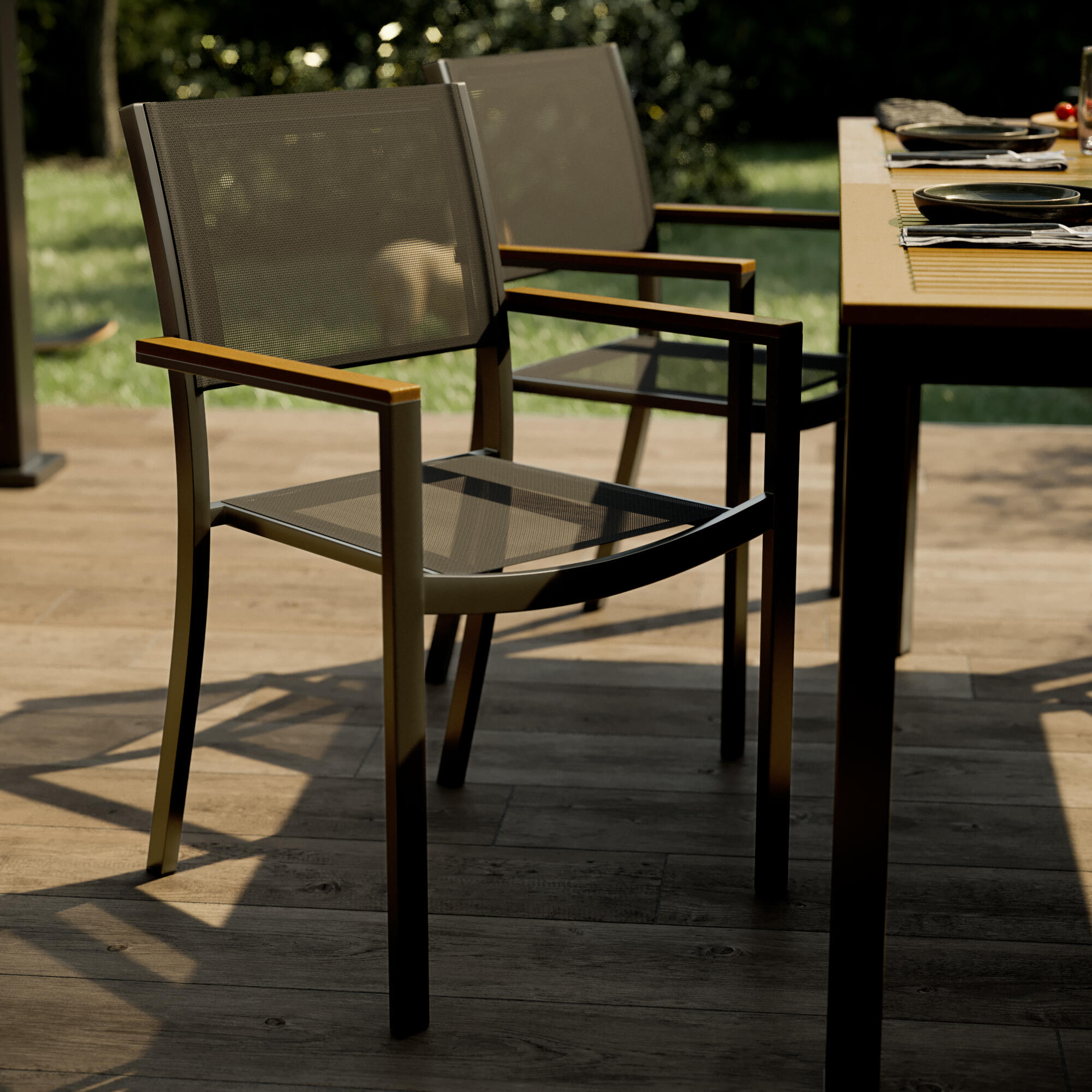 Fauteuil de jardin NATERIAL Oris en aluminium gris anthracite/bois d'eucalyptus - 2