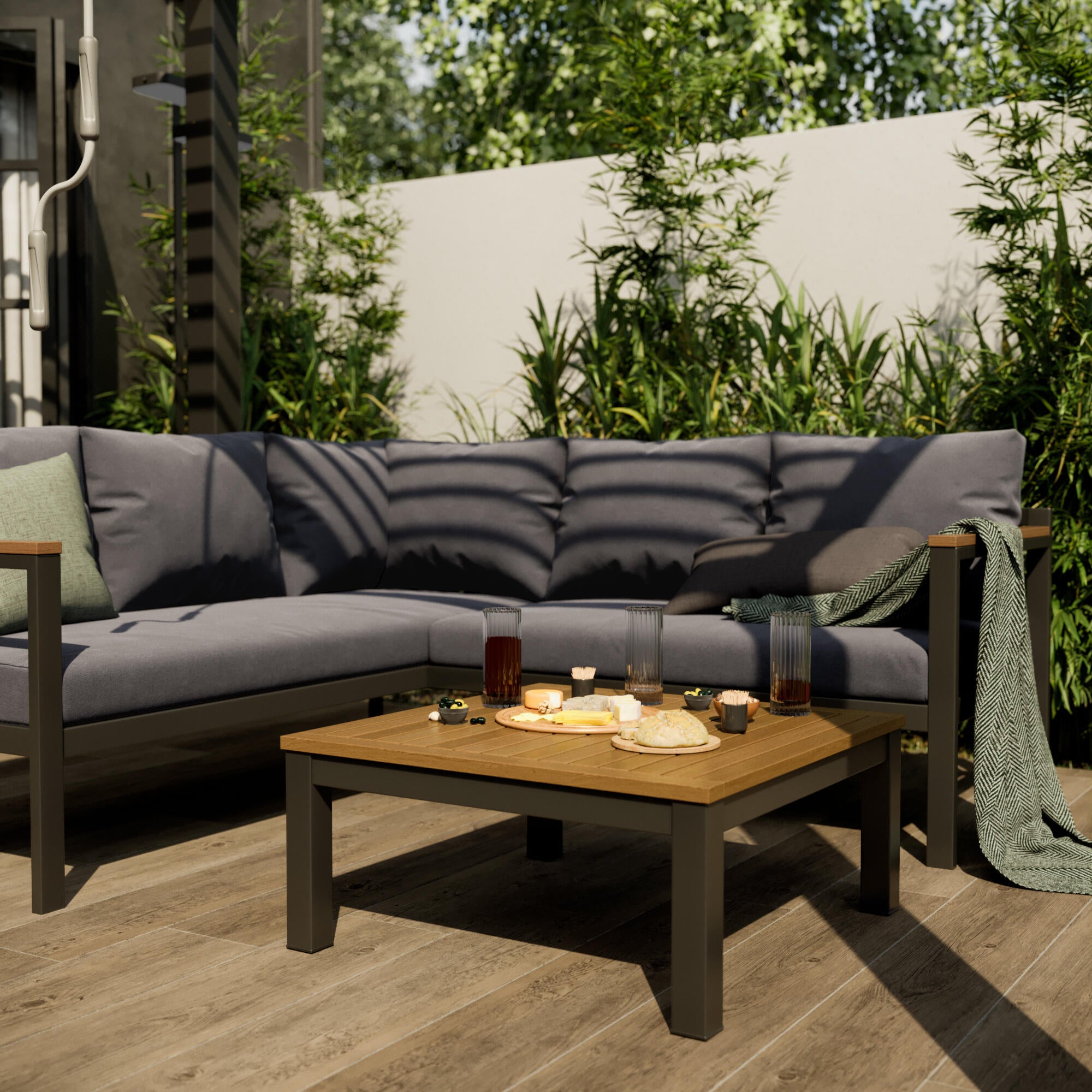 Conjunto jardim relax mesa e sofá alumínio cinzento Oris II Naterial - 9