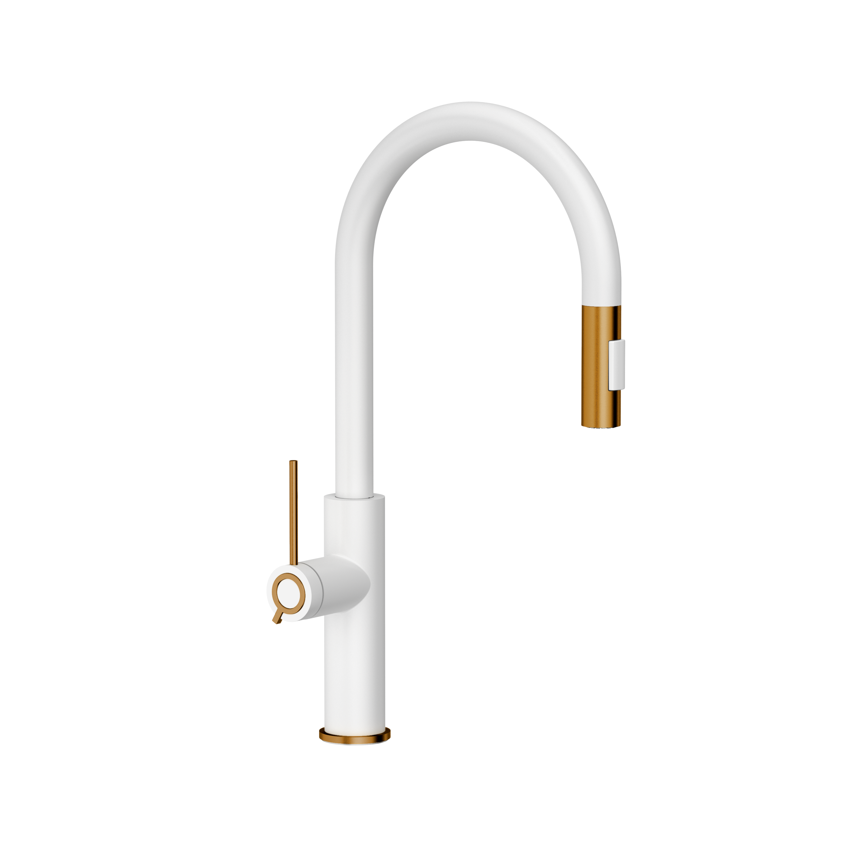 Bateria kuchenna z wyciąganą wylewką Jennifer Biała Miedziana Quadron