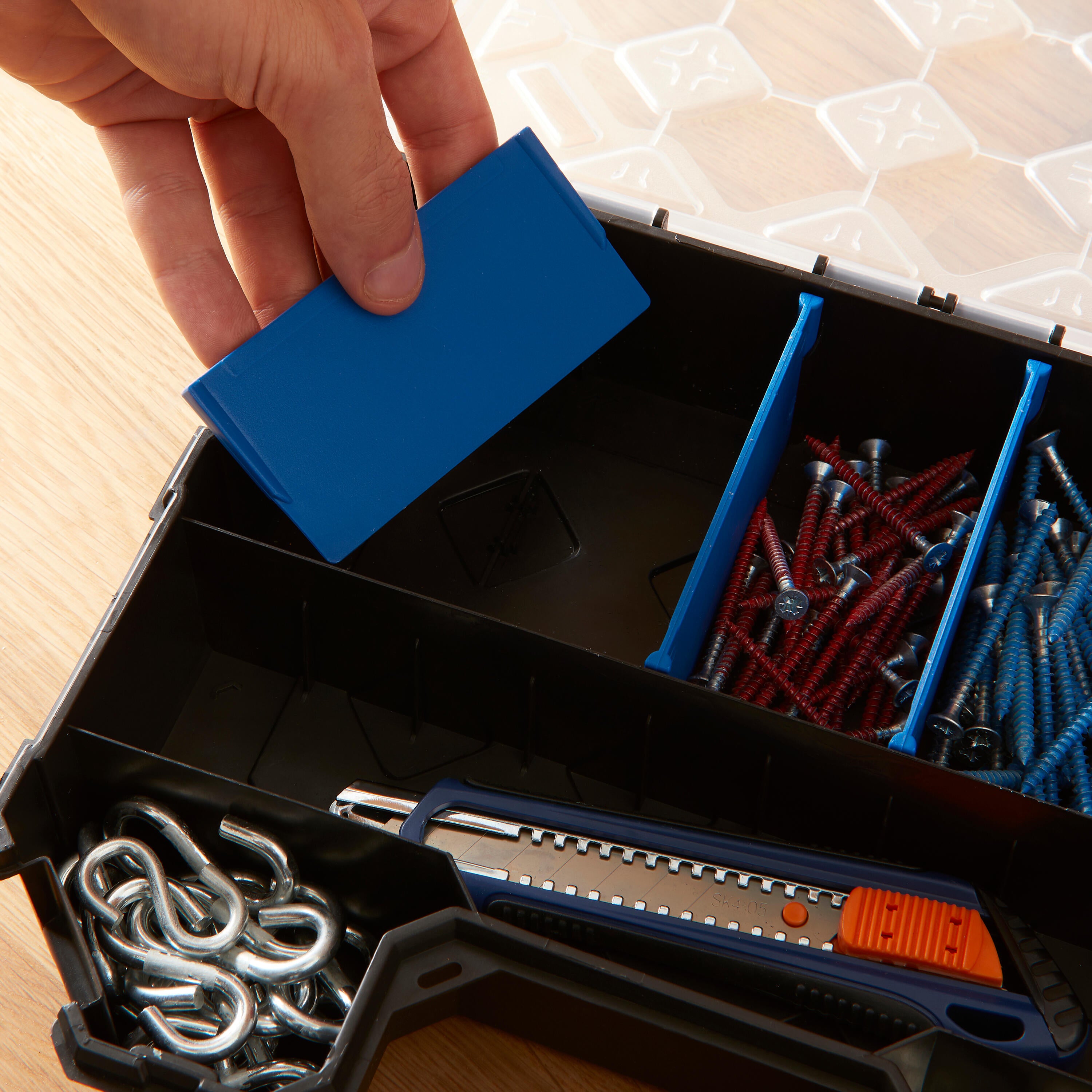 Caixa para parafusos DEXTER COM DIVISÓRIAS AZUL TAMANHO S 28.4X24.3X6CM AZUL - 3