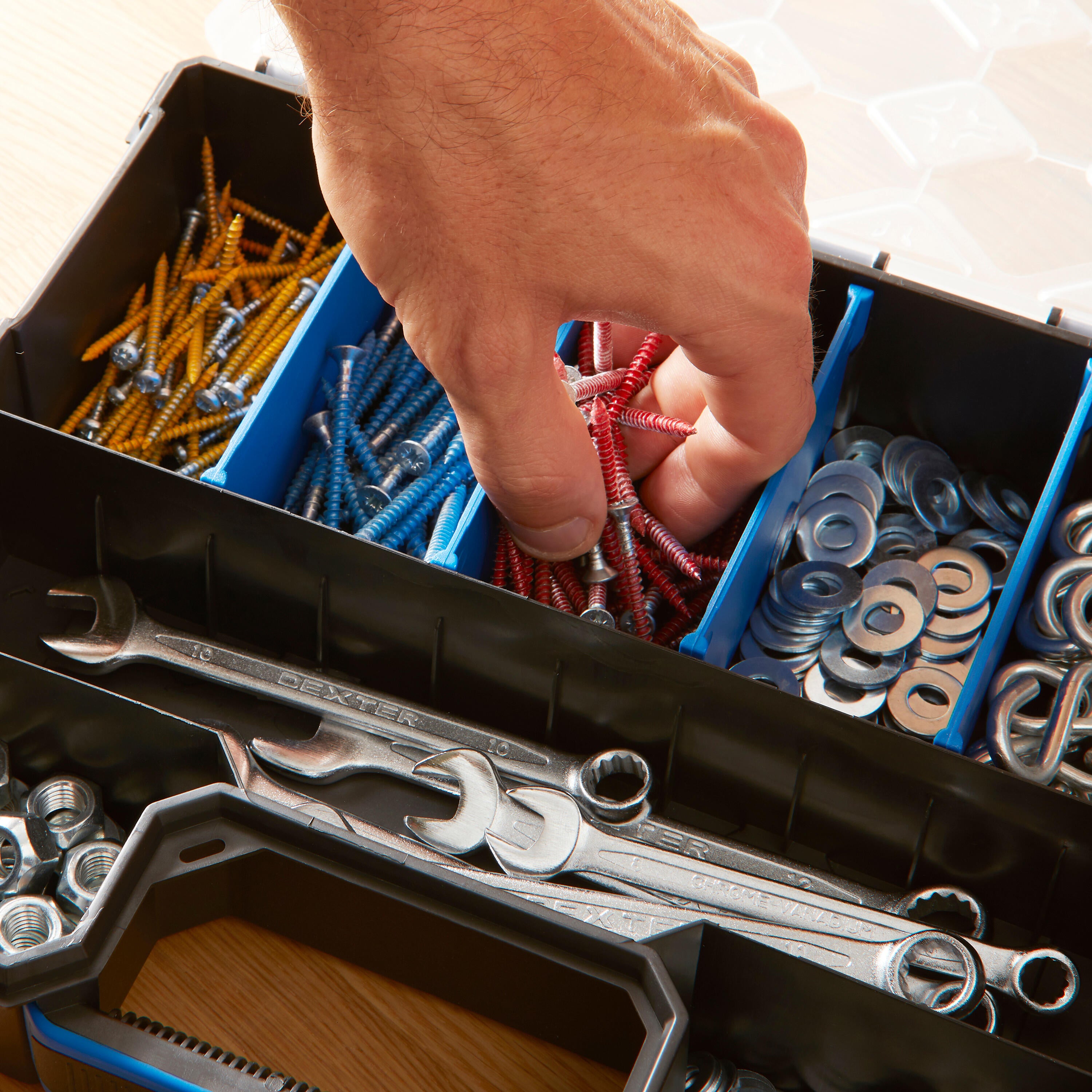 Caixa para parafusos DEXTER COM DIVISÓRIAS AZUL TAMANHO S 28.4X24.3X6CM AZUL - 5