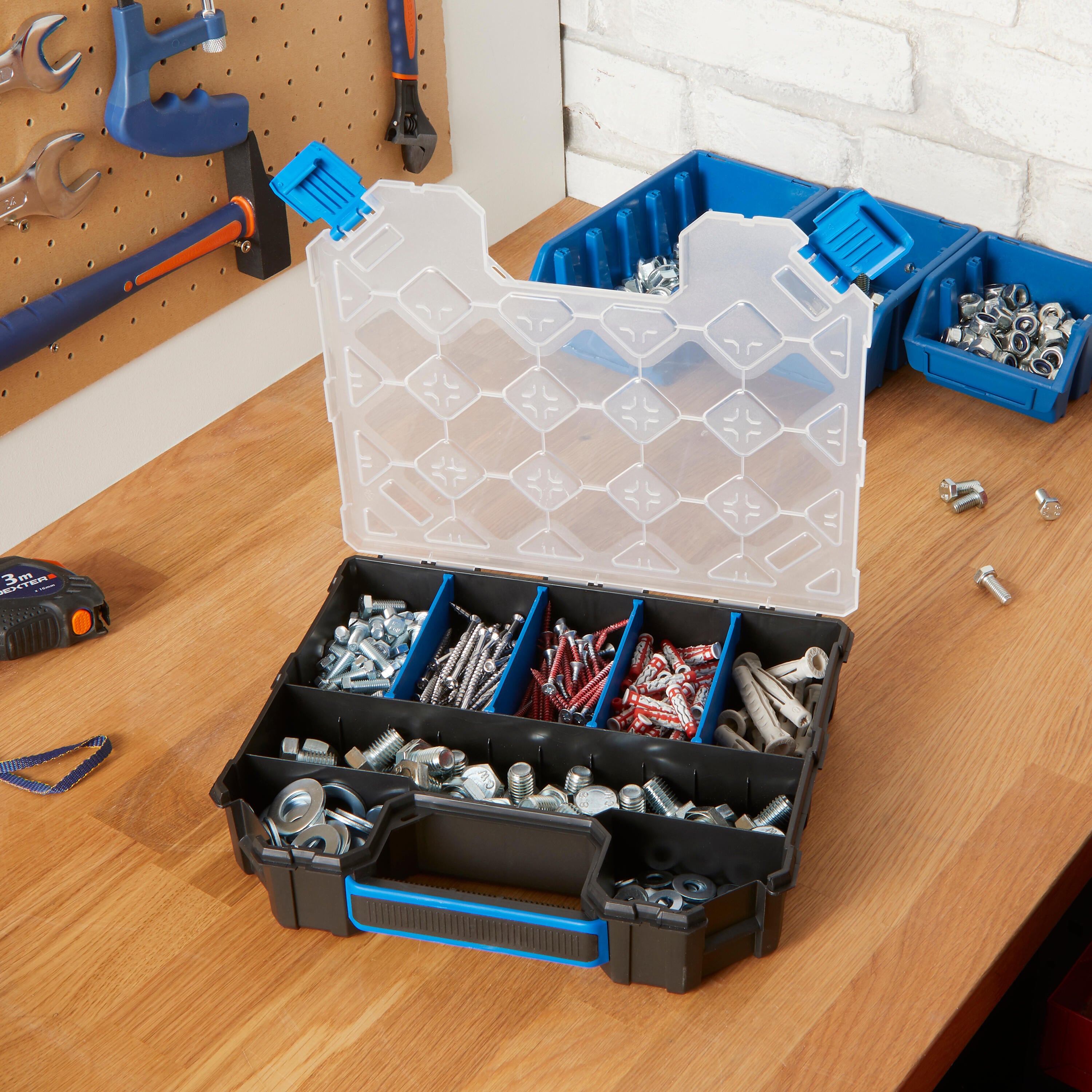 Caixa para parafusos DEXTER COM DIVISÓRIAS AZUL TAMANHO S 28.4X24.3X6CM AZUL - 6