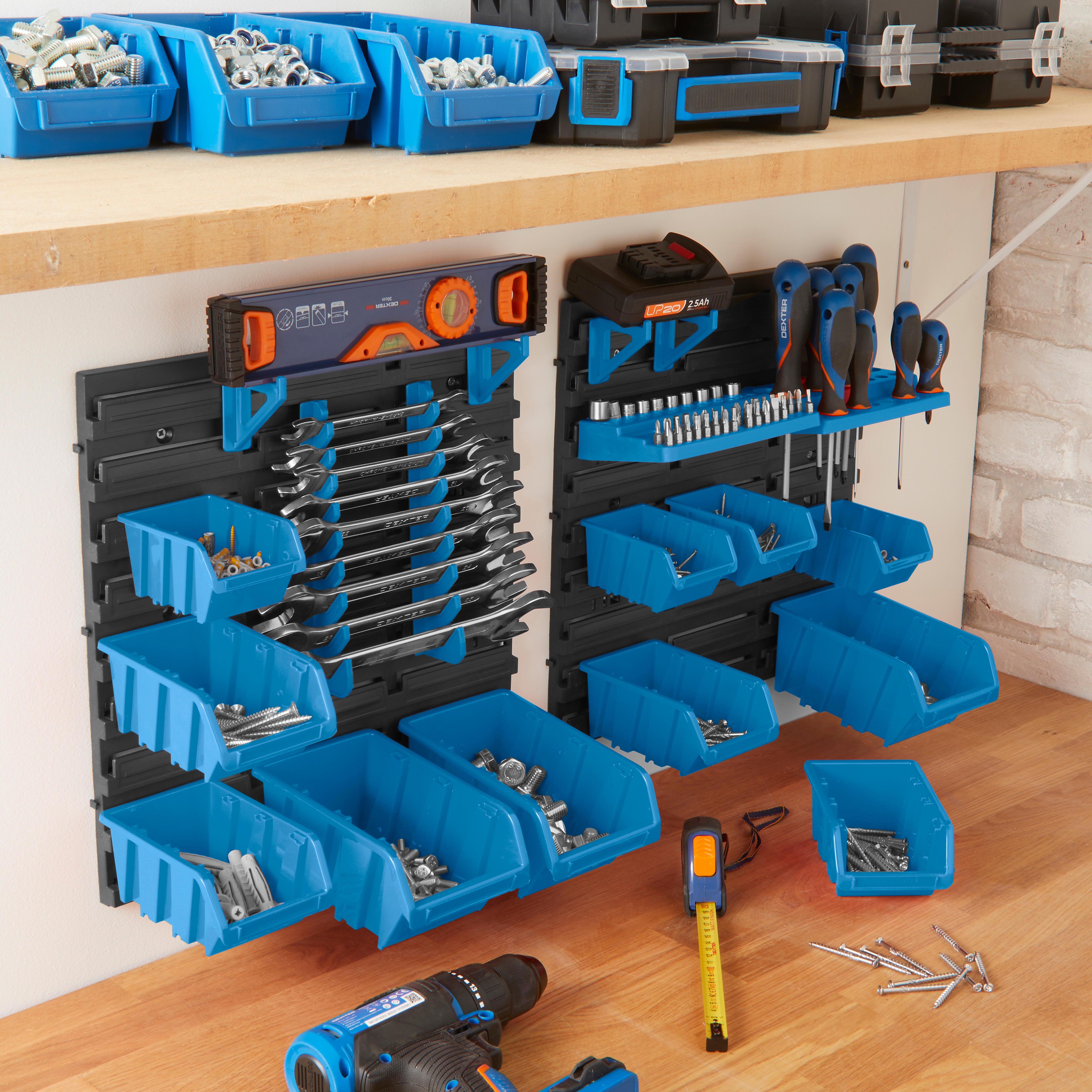 Painel de ferramentas DEXTER PRETO/AZUL COM ACESSÓRIOS 40X40CM - 3