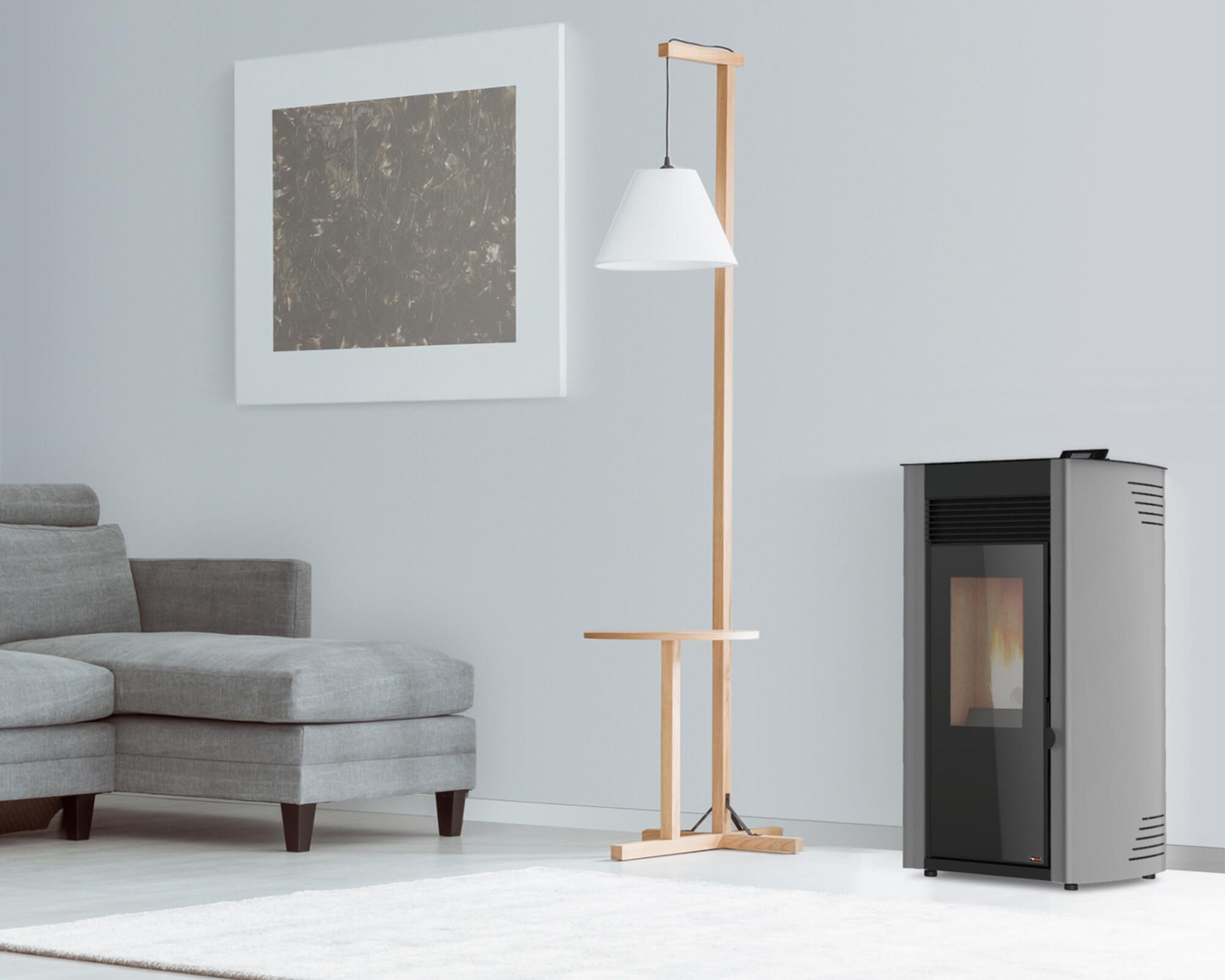Estufa de pellet canalizable redpod first advance 12 kw gris