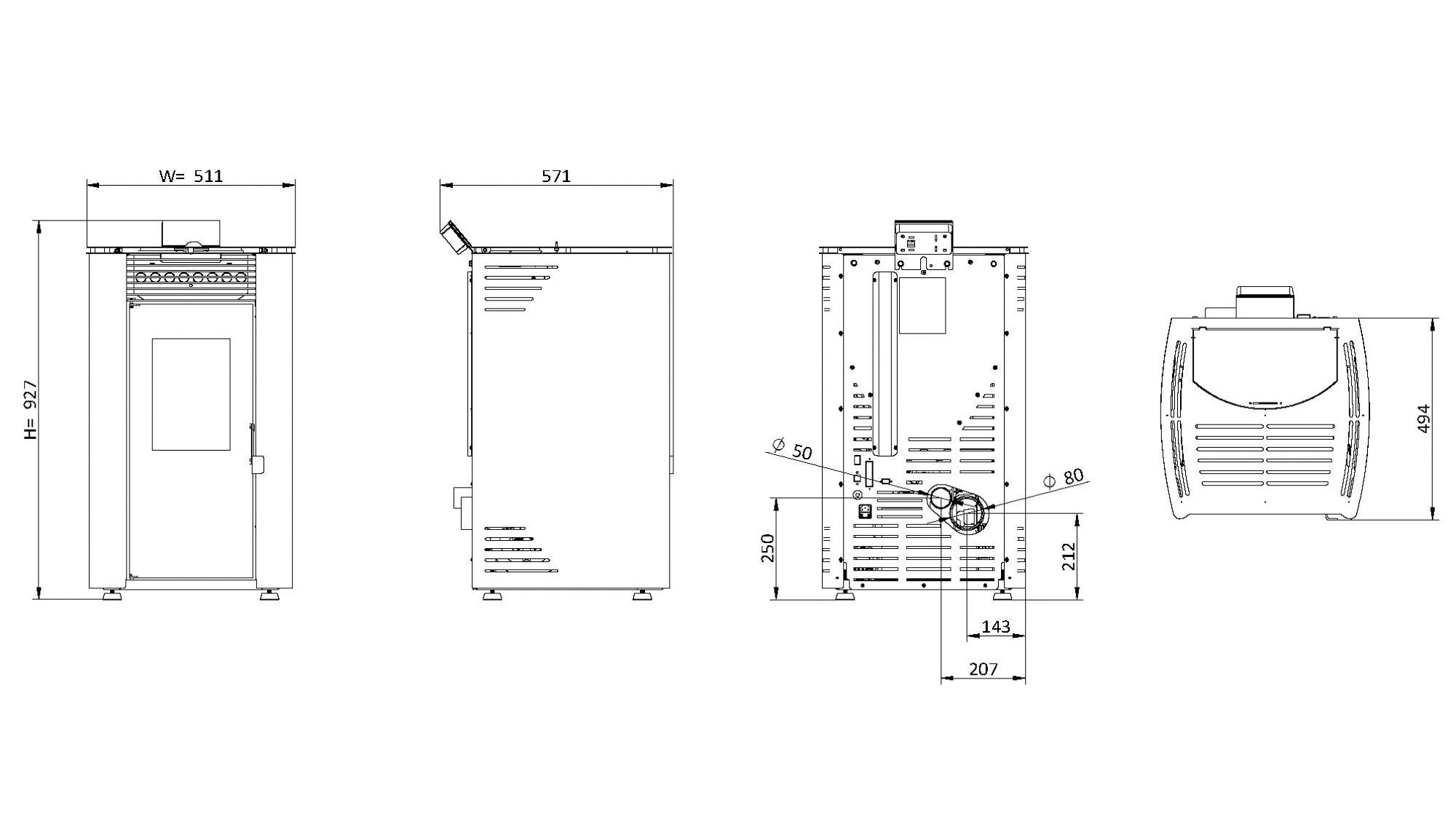 Salamandra a pellets FIRST ADVANCE 8KW BRANCA - 4