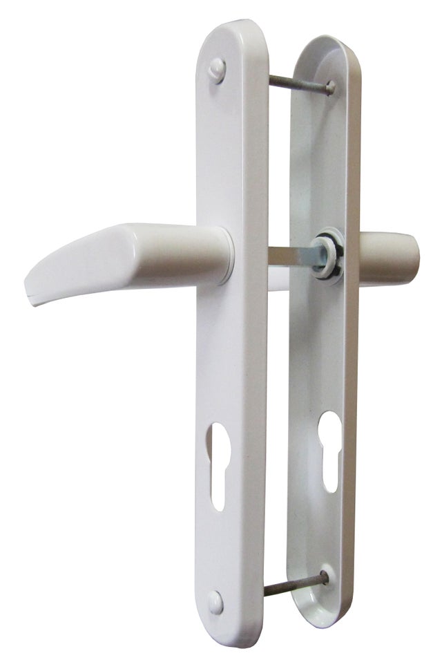 2 poignées sur plaque à cylindre Chloe aluminium blanc mat, entraxe 195 mm