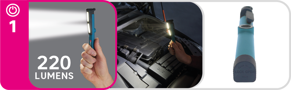 Lanterna de trabalho caneta LEXMAN 220LM Magnética C/Gancho azul - 6