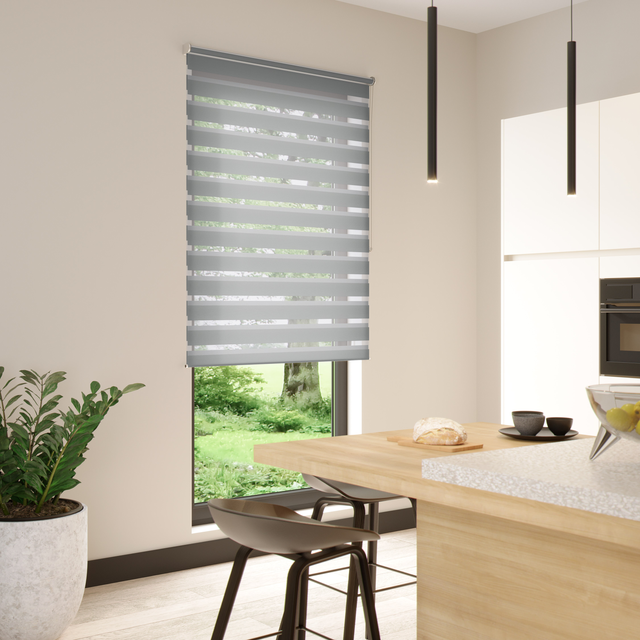 Store enrouleur jour/nuit Bolero gris, l.105 x H.250 cm, INSPIRE