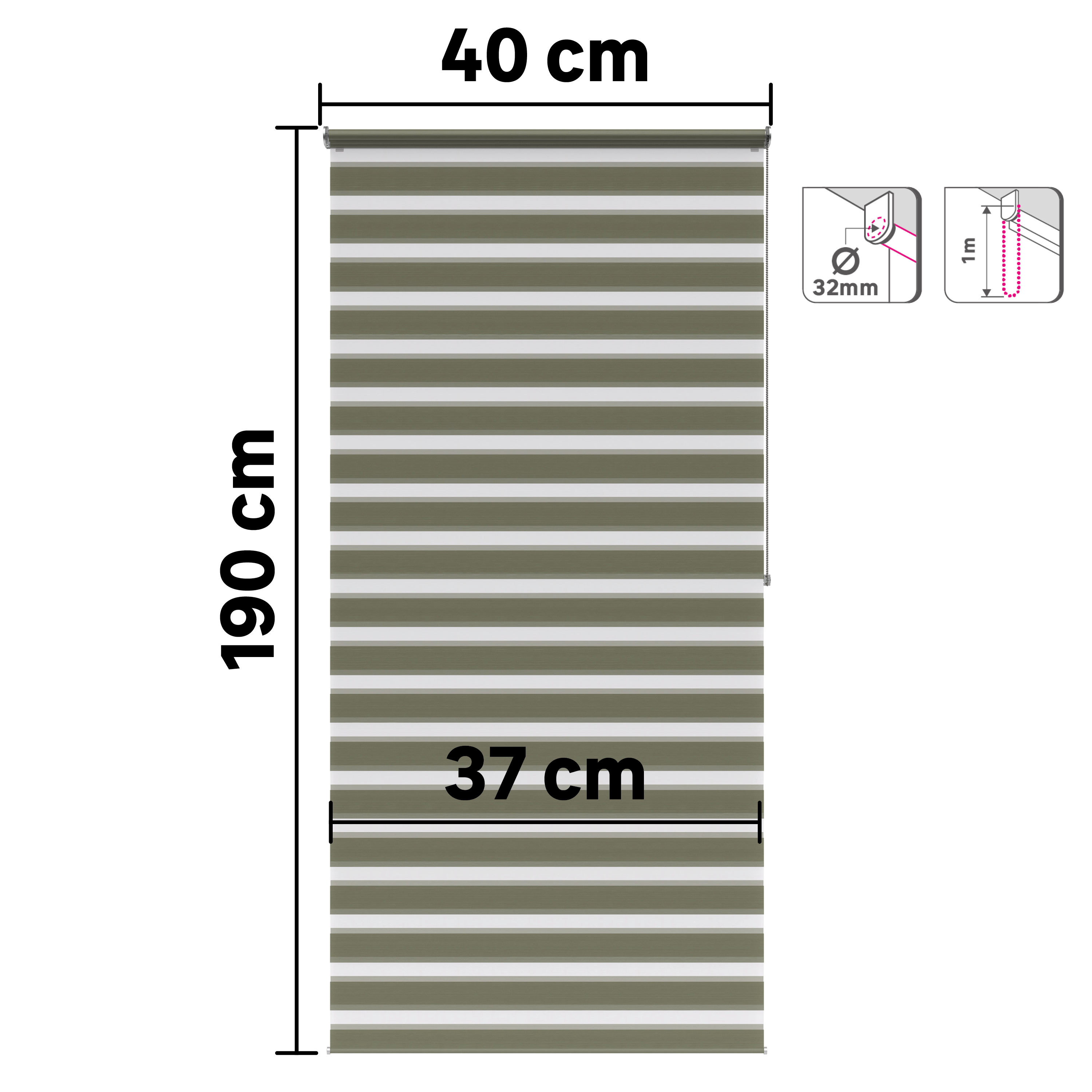 Store enrouleur jour/nuit Bolero vert, l.40 x H.190 cm, INSPIRE - 3