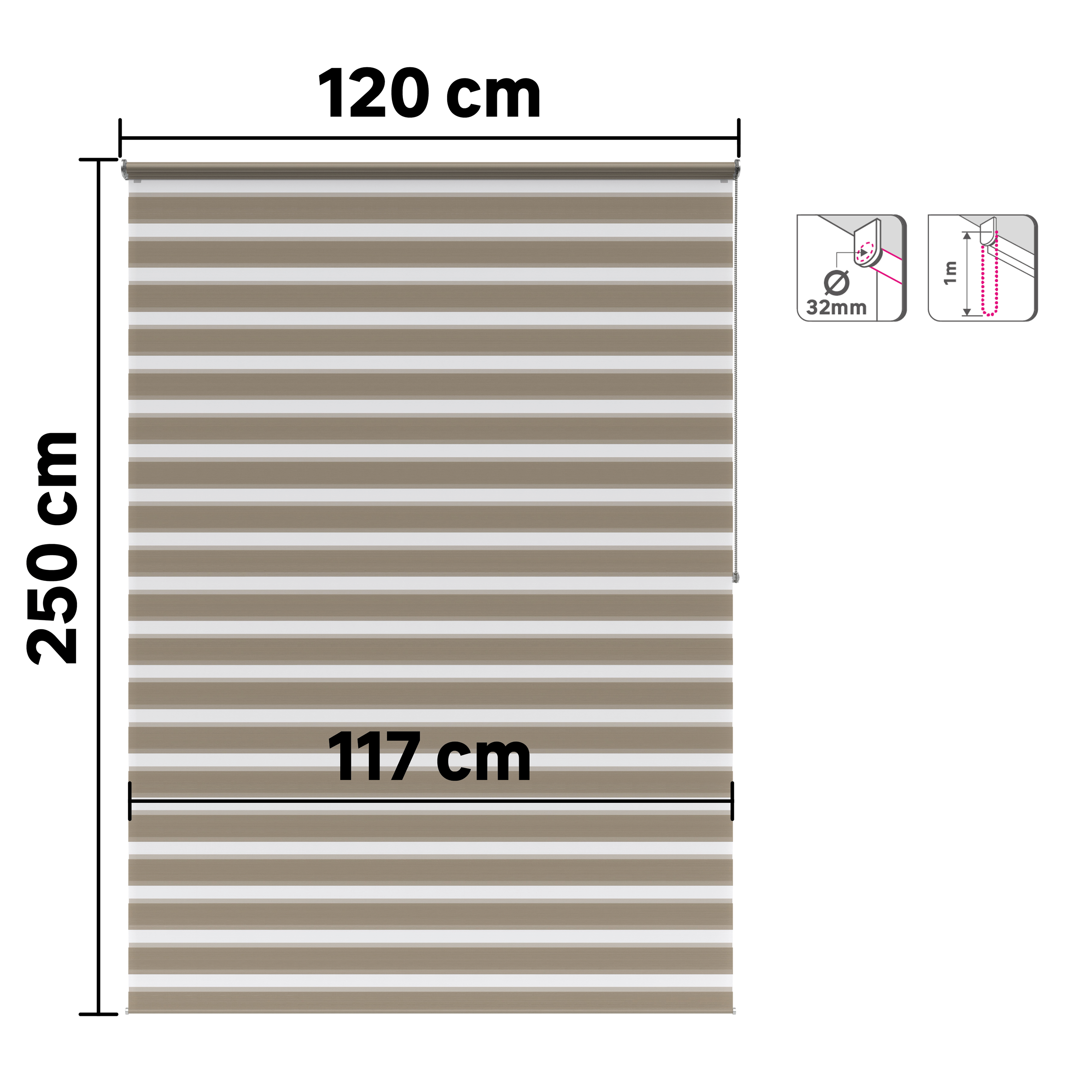 Store enrouleur jour/nuit Bolero beige chiné, l.120 x H.250 cm, INSPIRE - 2