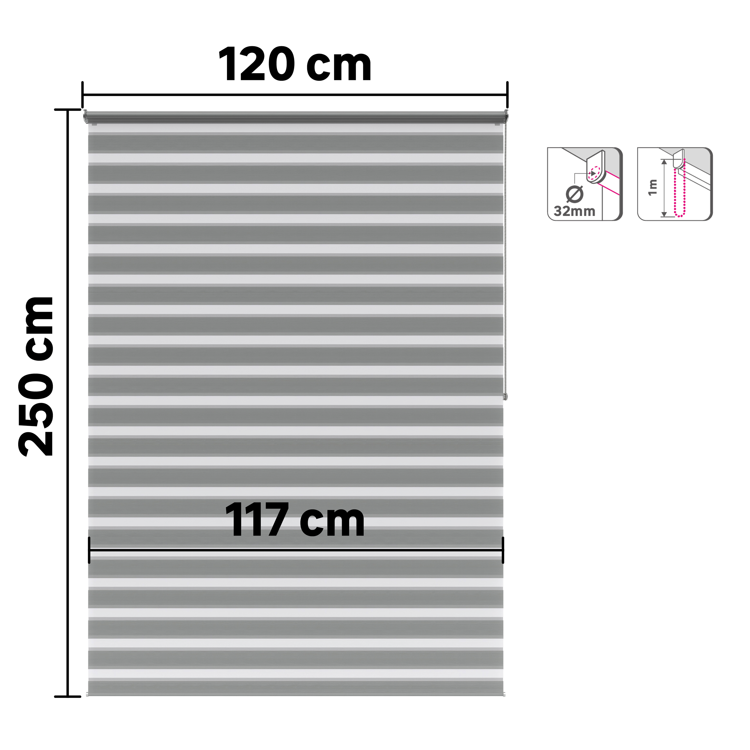 Estore de rolo 120x250 cm bolero granito  Inspire - 8