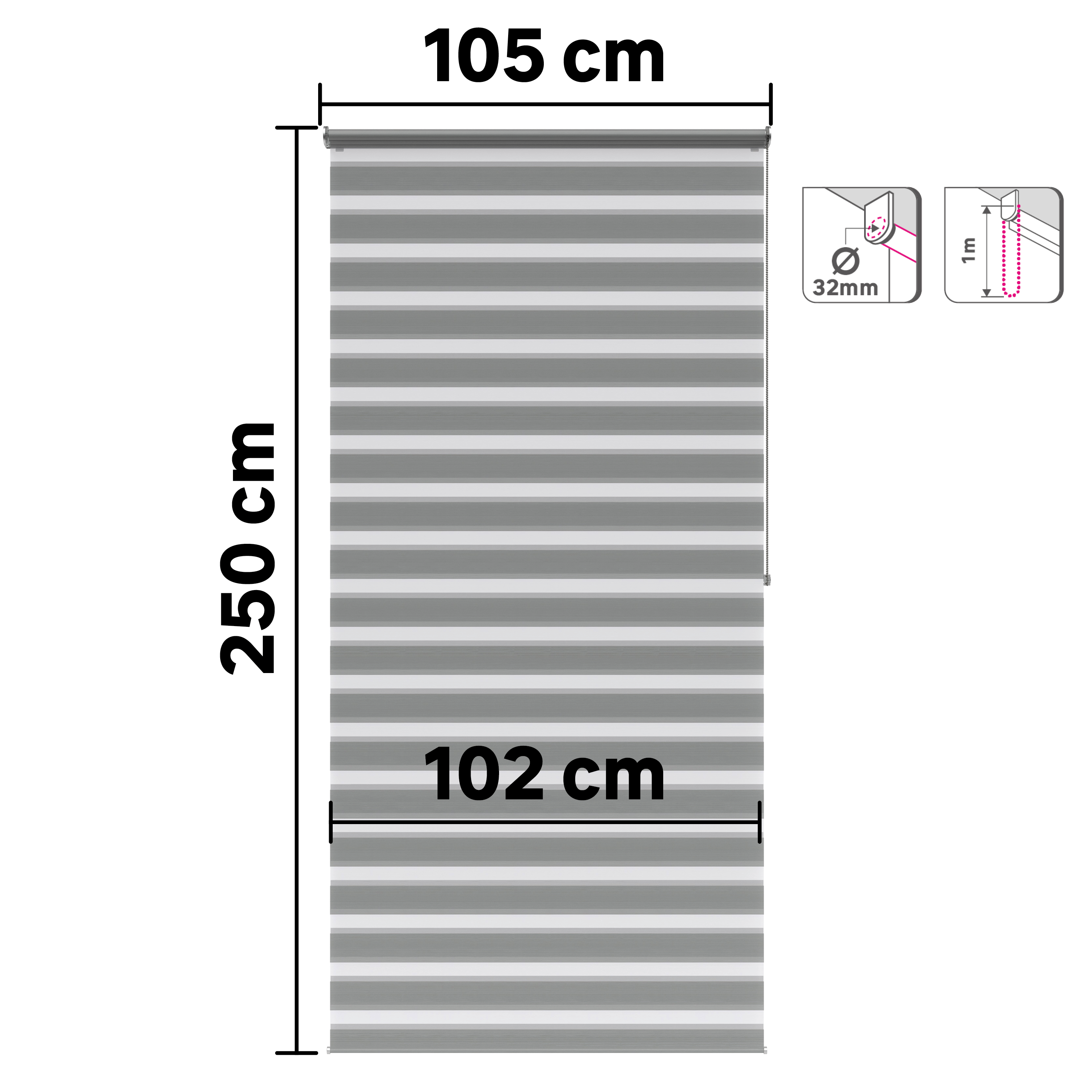 Estore de rolo 105x250 cm bolero granito  Inspire - 8