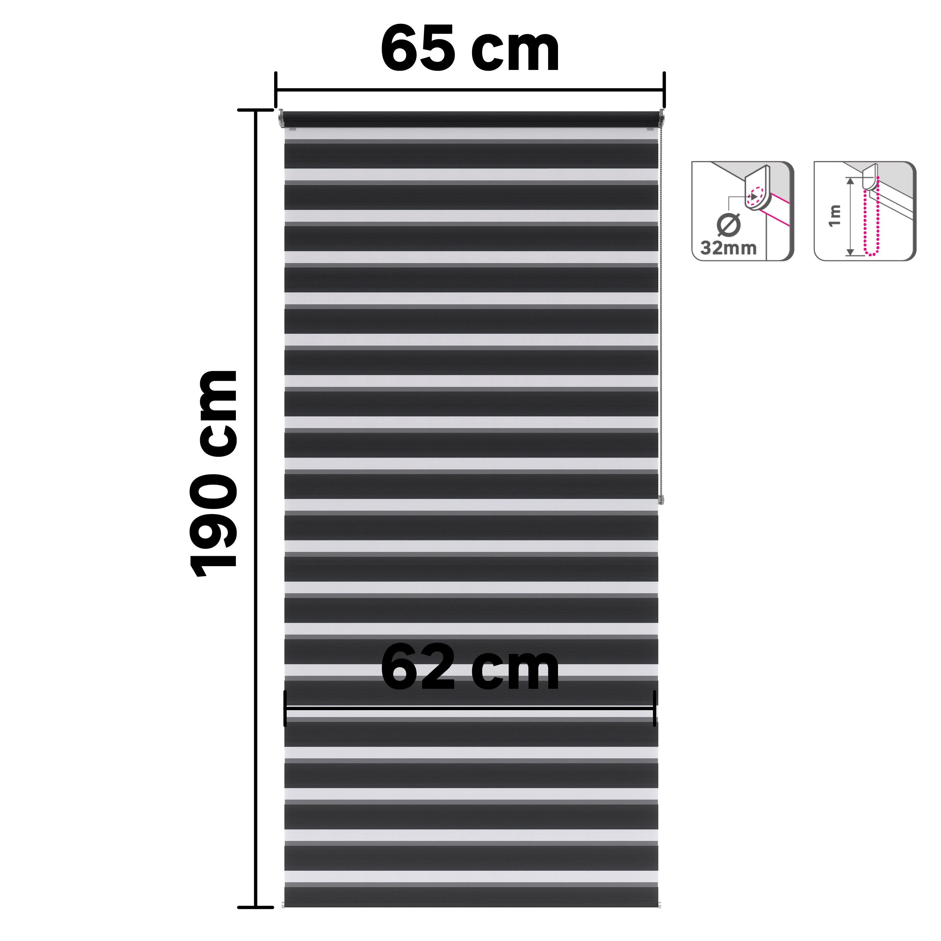 Store enrouleur jour/nuit Bolero gris anthracite, l.65 x H.190 cm, INSPIRE - 2