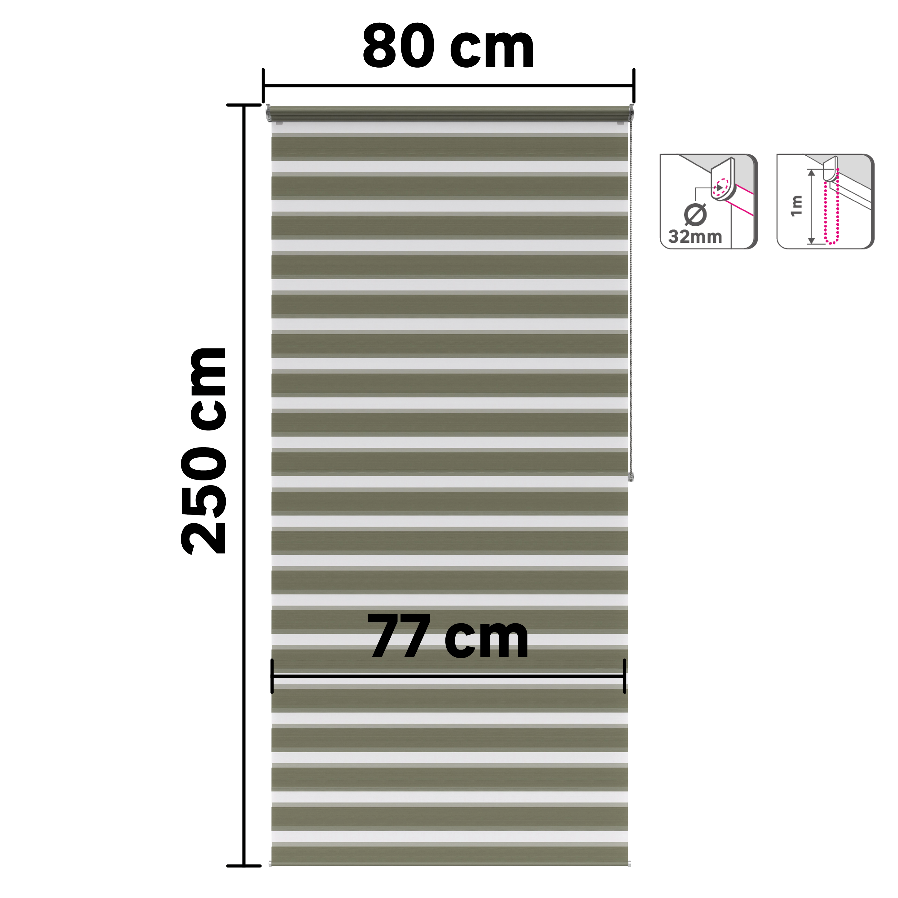 Store enrouleur jour/nuit Bolero vert, l.80 x H.250 cm, INSPIRE - 3