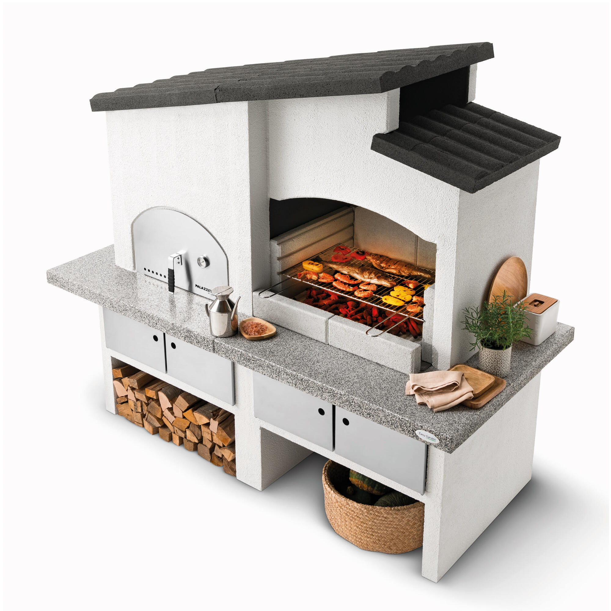 Barbecue fisso a legna e carbonella NEW ZEALAND 2 EASY GARDEN BY PALAZZETTI L 204 x H 187 x P 95 cm - 8