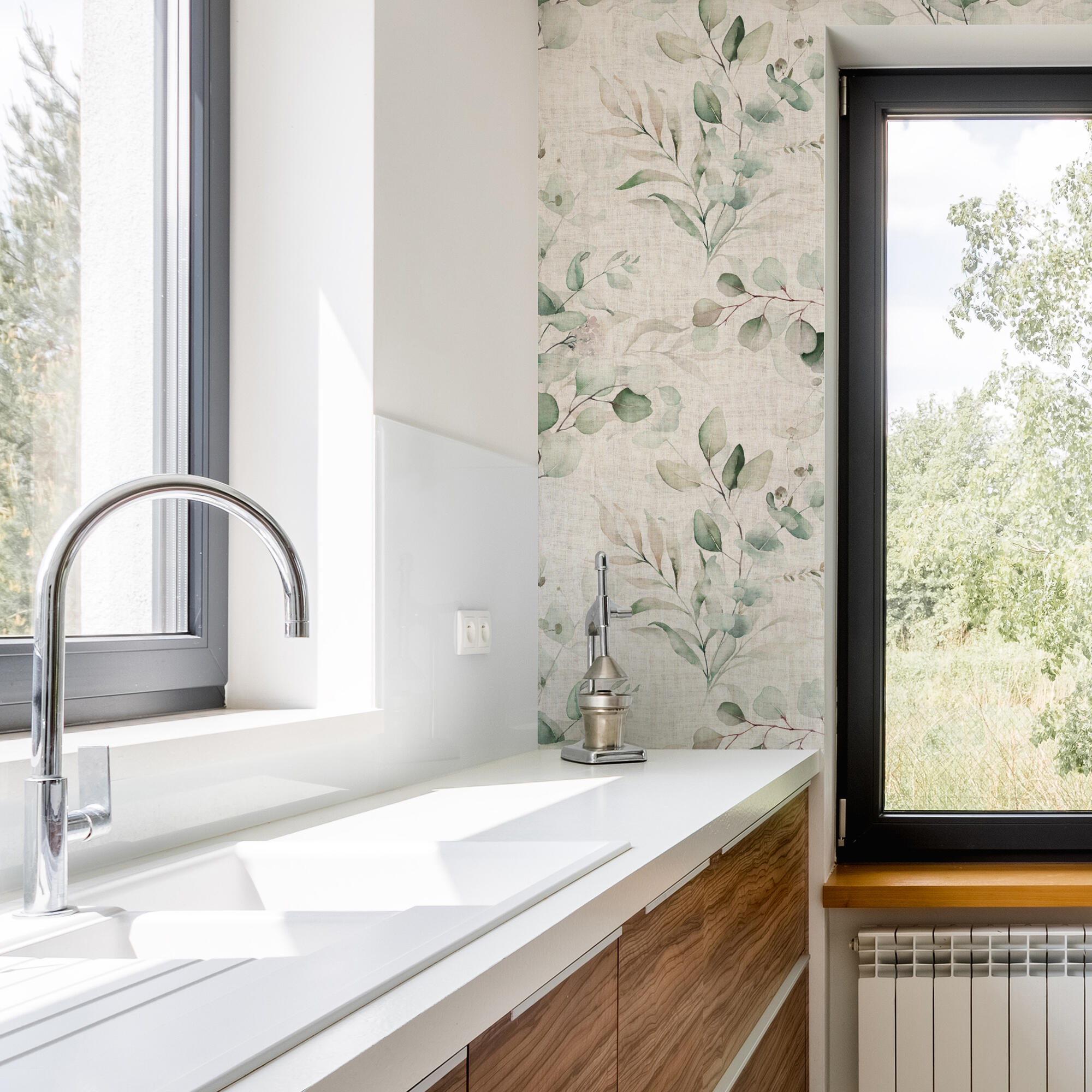 Papel pintado tnt adhesivo naturaleza livy verde motif 129cmx2.6m lavable apto para cocinas o baños