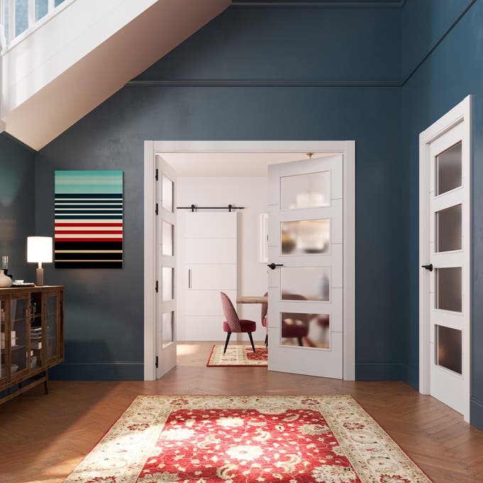 puertas blancas modernas con vidrio