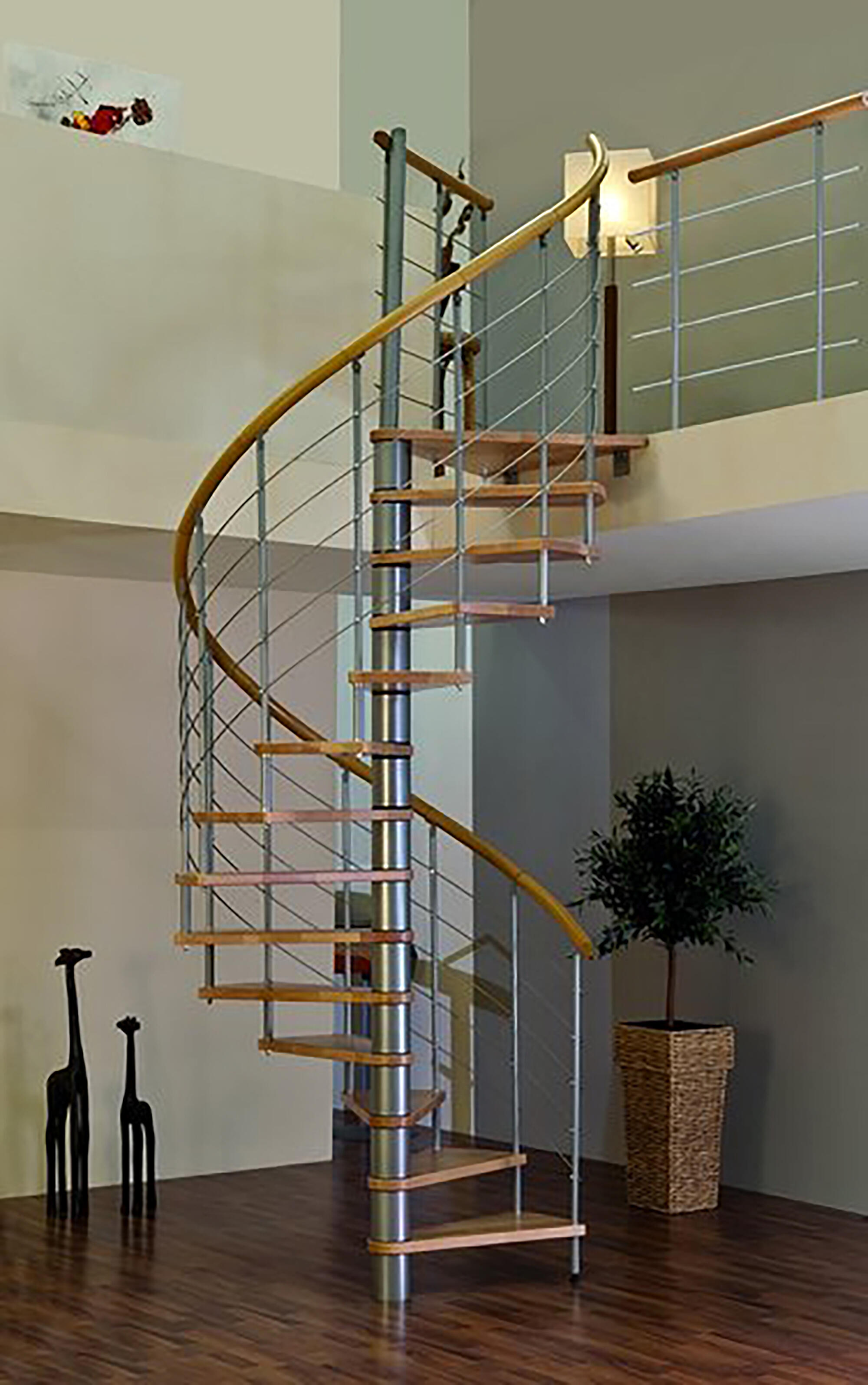 Escalera de caraco uso interior alpha de haya de 140cm de diámetro