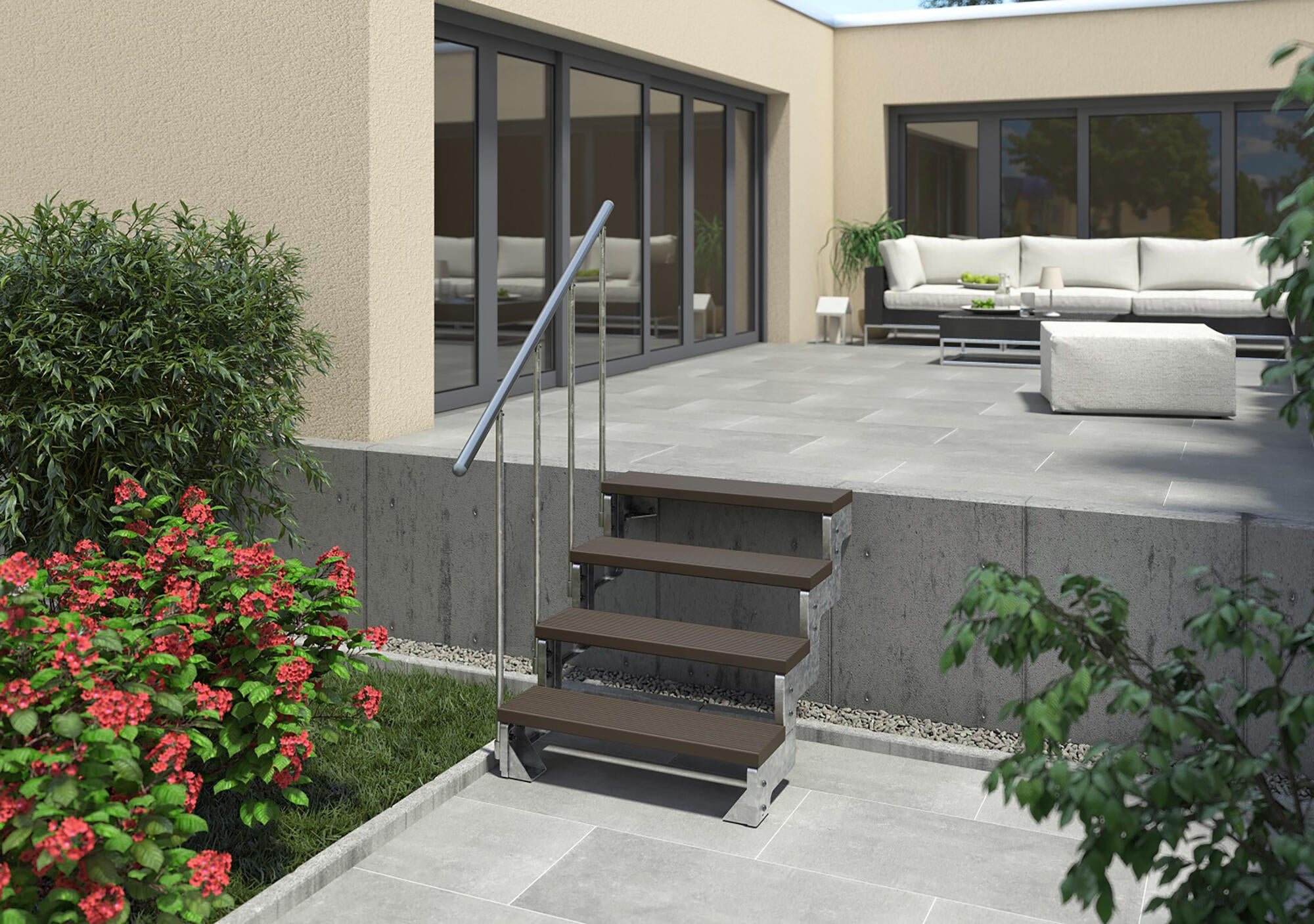 Escalera gardentop uso interior / exterior 80 de 4 peldaños color marrón