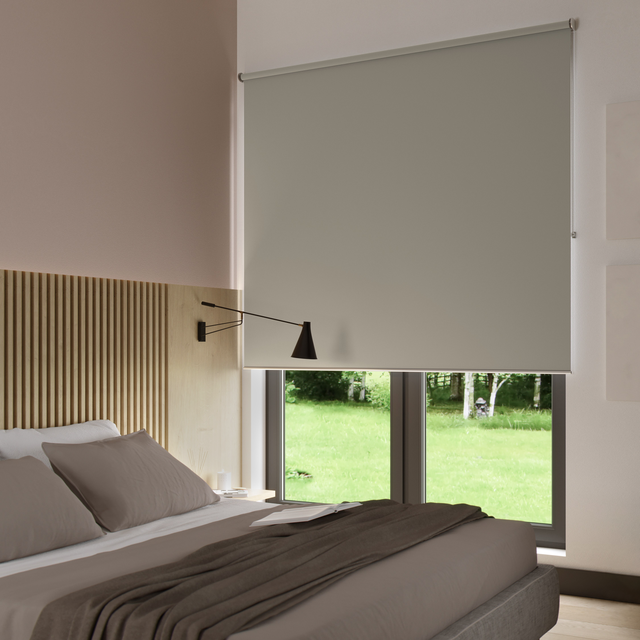 Store enrouleur occultant Bossa beige chiné, l.200 x H.250 cm, INSPIRE