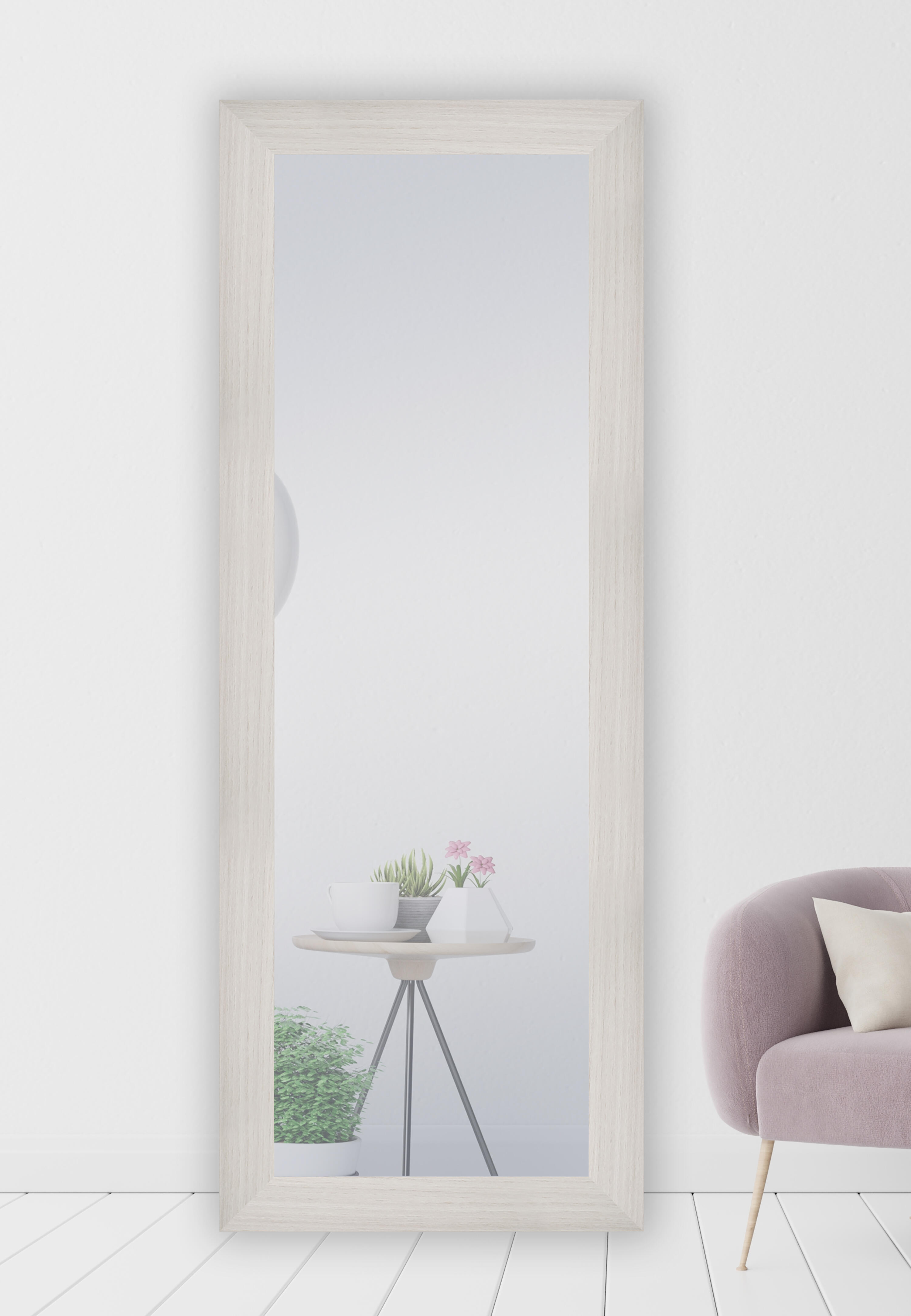 Espejo enmarcado de pared rectangular Berlin acacia MDF beige mate  de 54 x 144 cm - 2