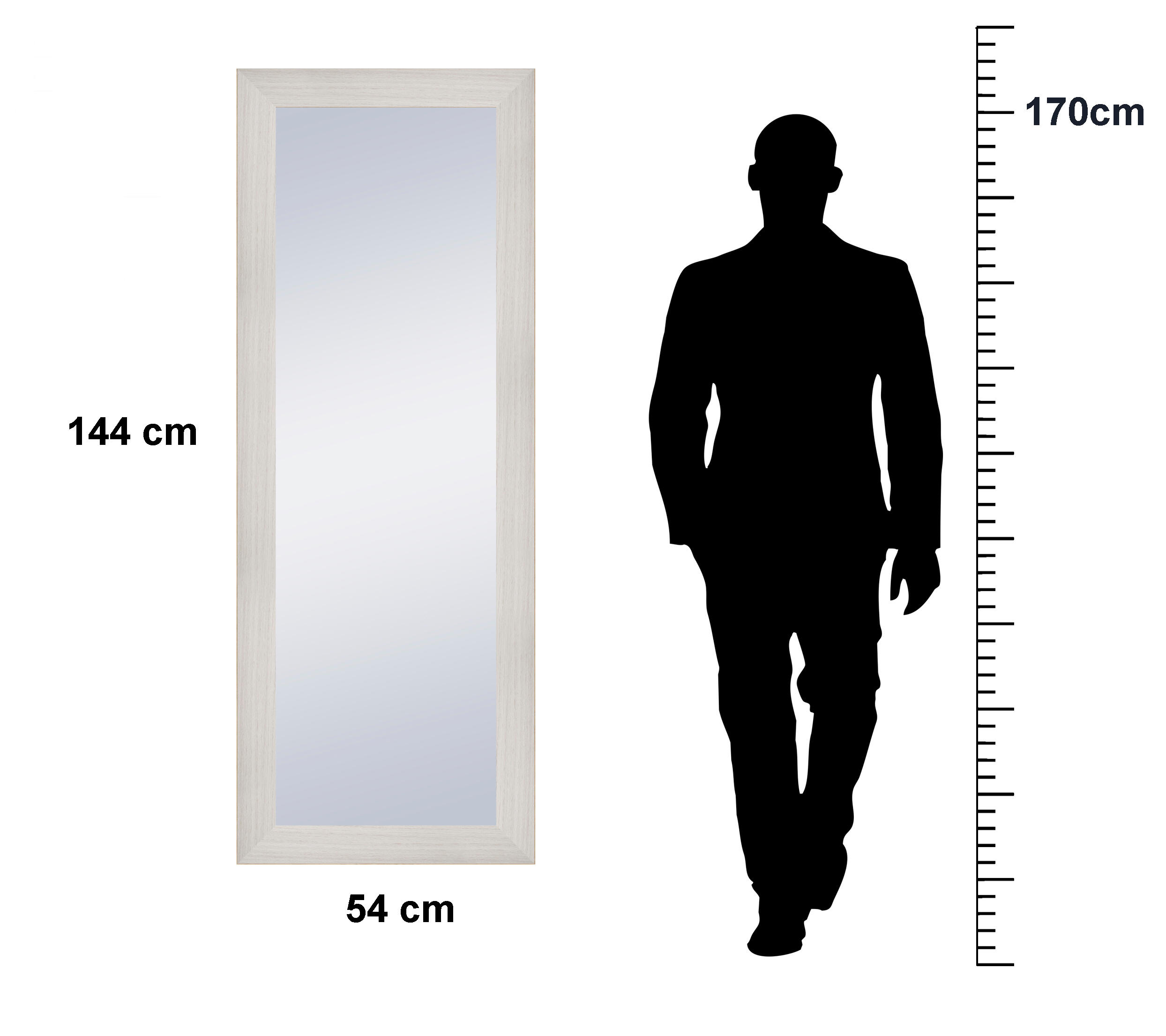 Espejo enmarcado de pared rectangular Berlin acacia MDF beige mate  de 54 x 144 cm - 4