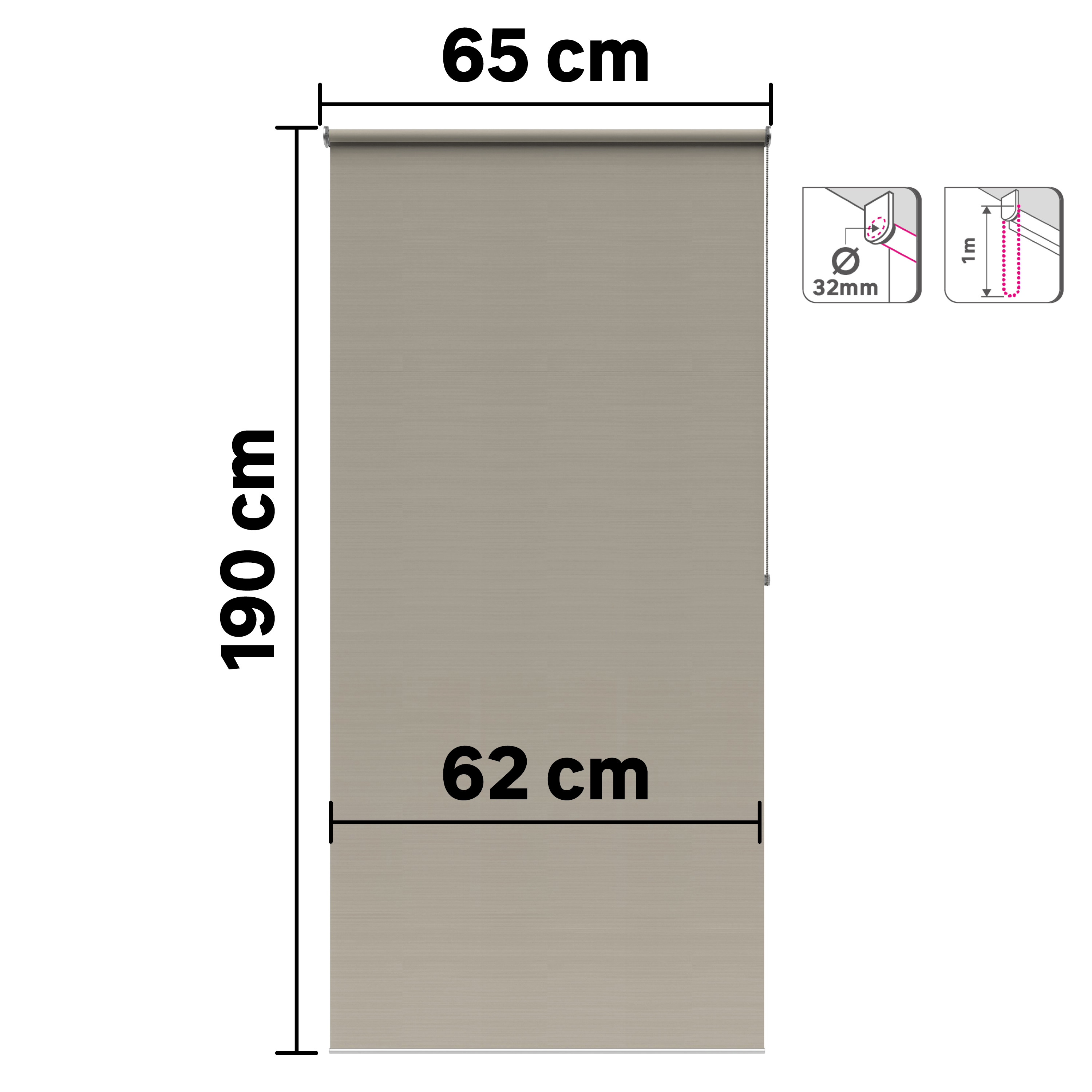 Store enrouleur occultant Bossa beige chiné, l.65 x H.190 cm, INSPIRE - 2