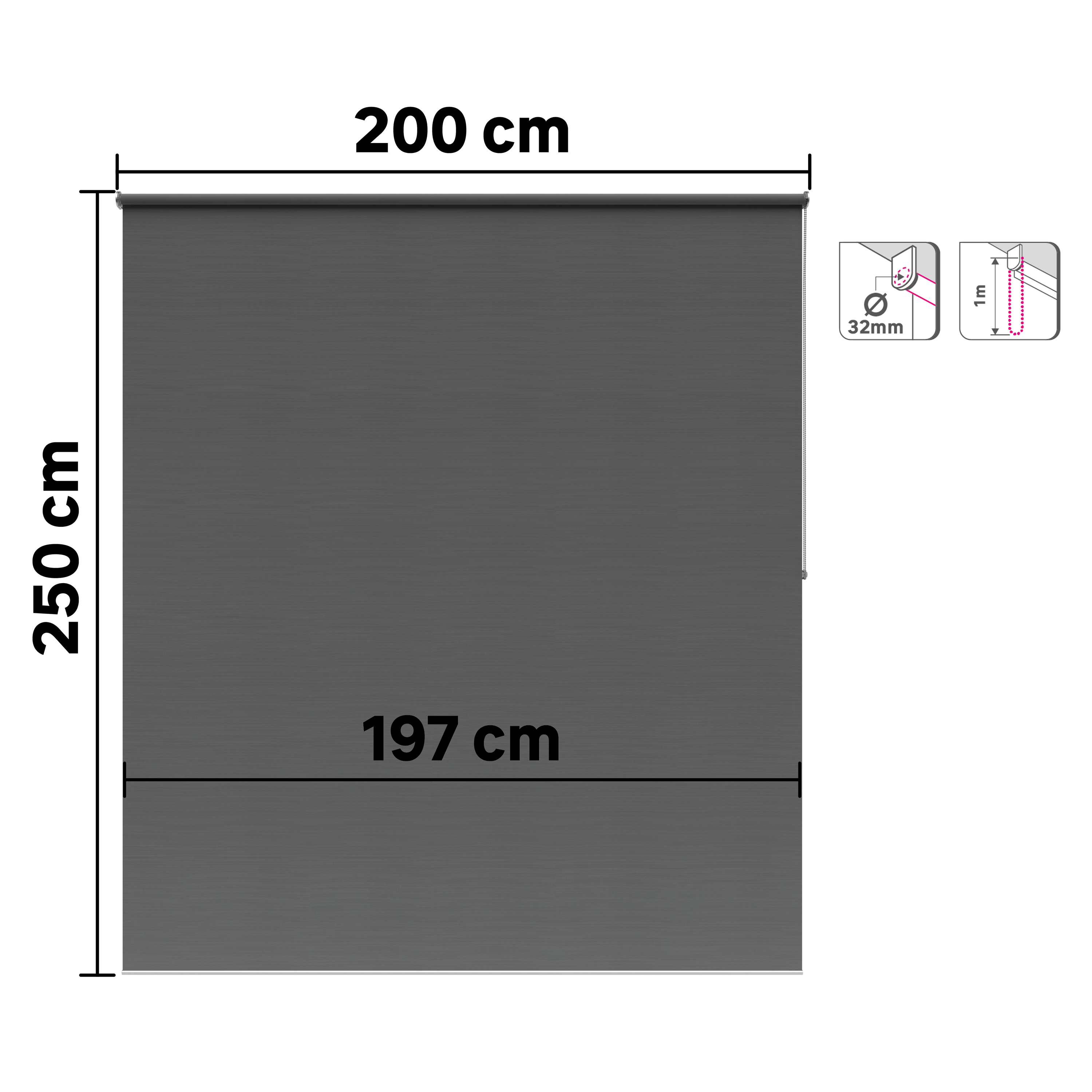 Estore de rolo blackout Bossa Paris Inspire 200 x 250cm cinzento - 6