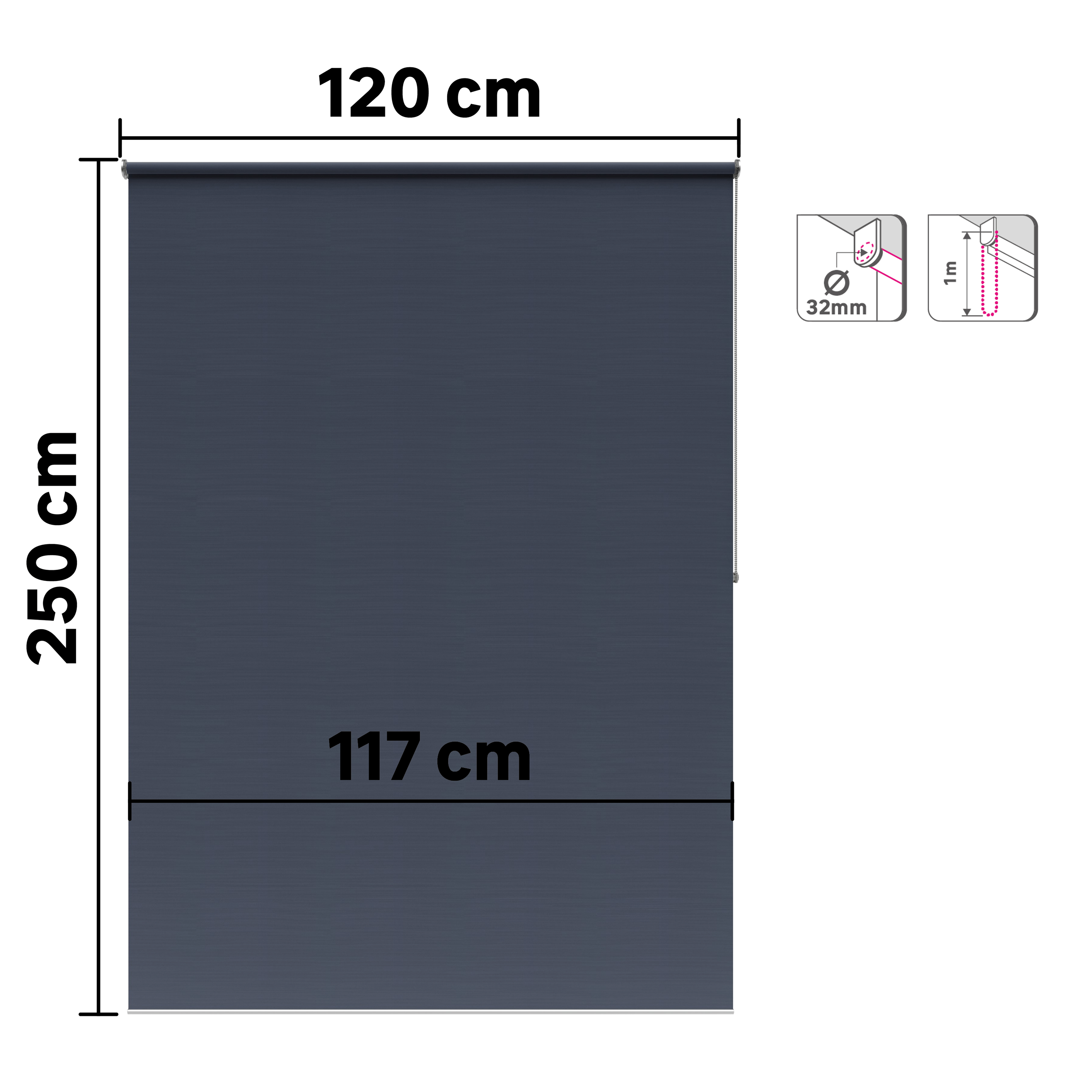 Store enrouleur occultant Bossa bleu, l.120 x H.250 cm, INSPIRE - 2