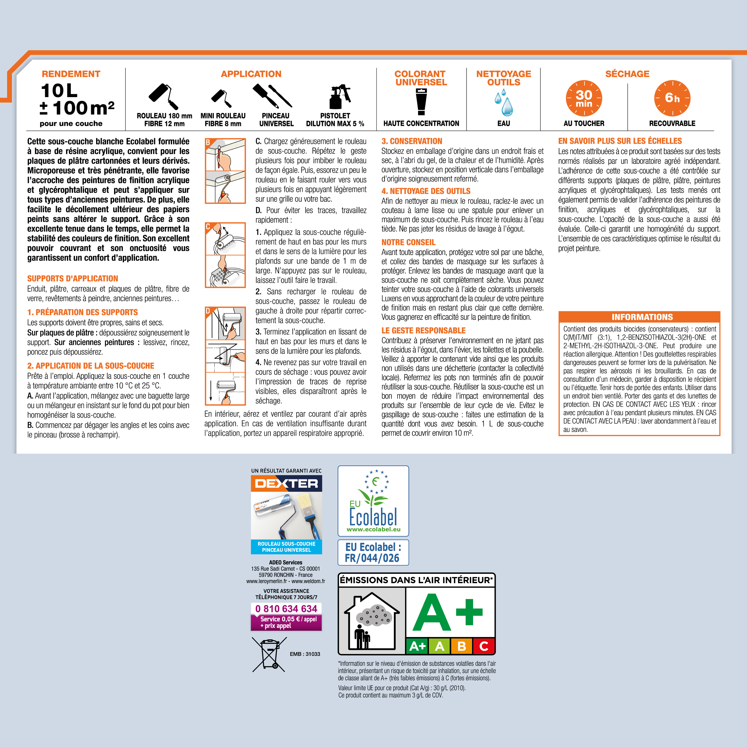 Sous-couche plaque de plâtre LUXENS blanc 10 L - 5