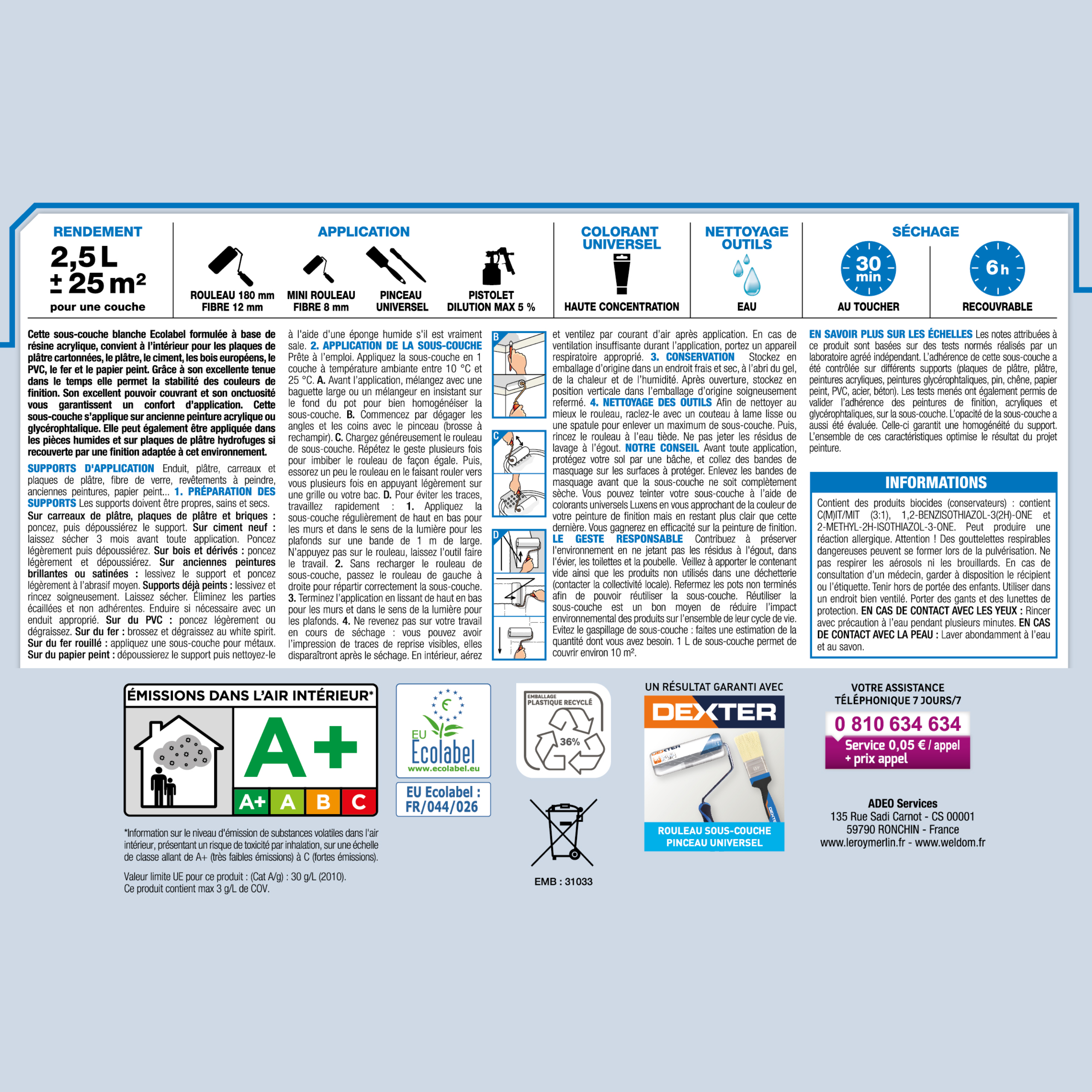 Sous-couche universelle LUXENS blanc 2.5 L - 4