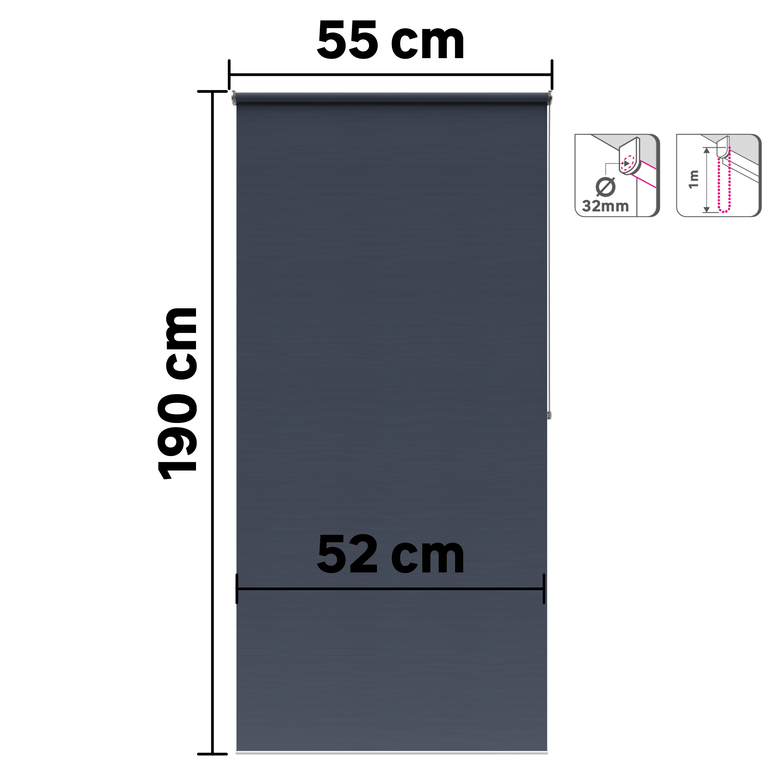 Store enrouleur occultant Bossa bleu, l.55 x H.190 cm, INSPIRE - 2