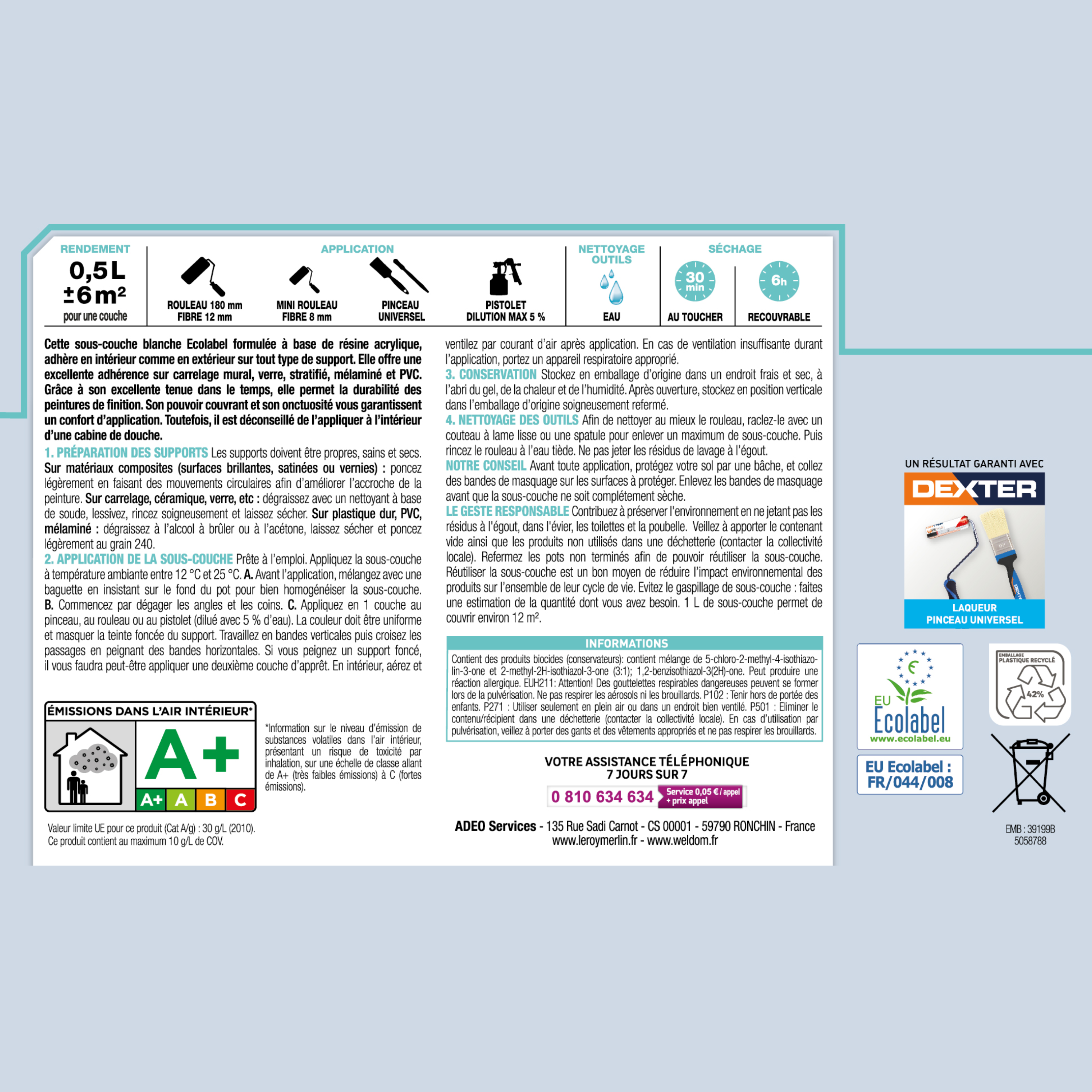 Sous-couche carrelage, verre, pvc, stratifié LUXENS 0.5 l - 4