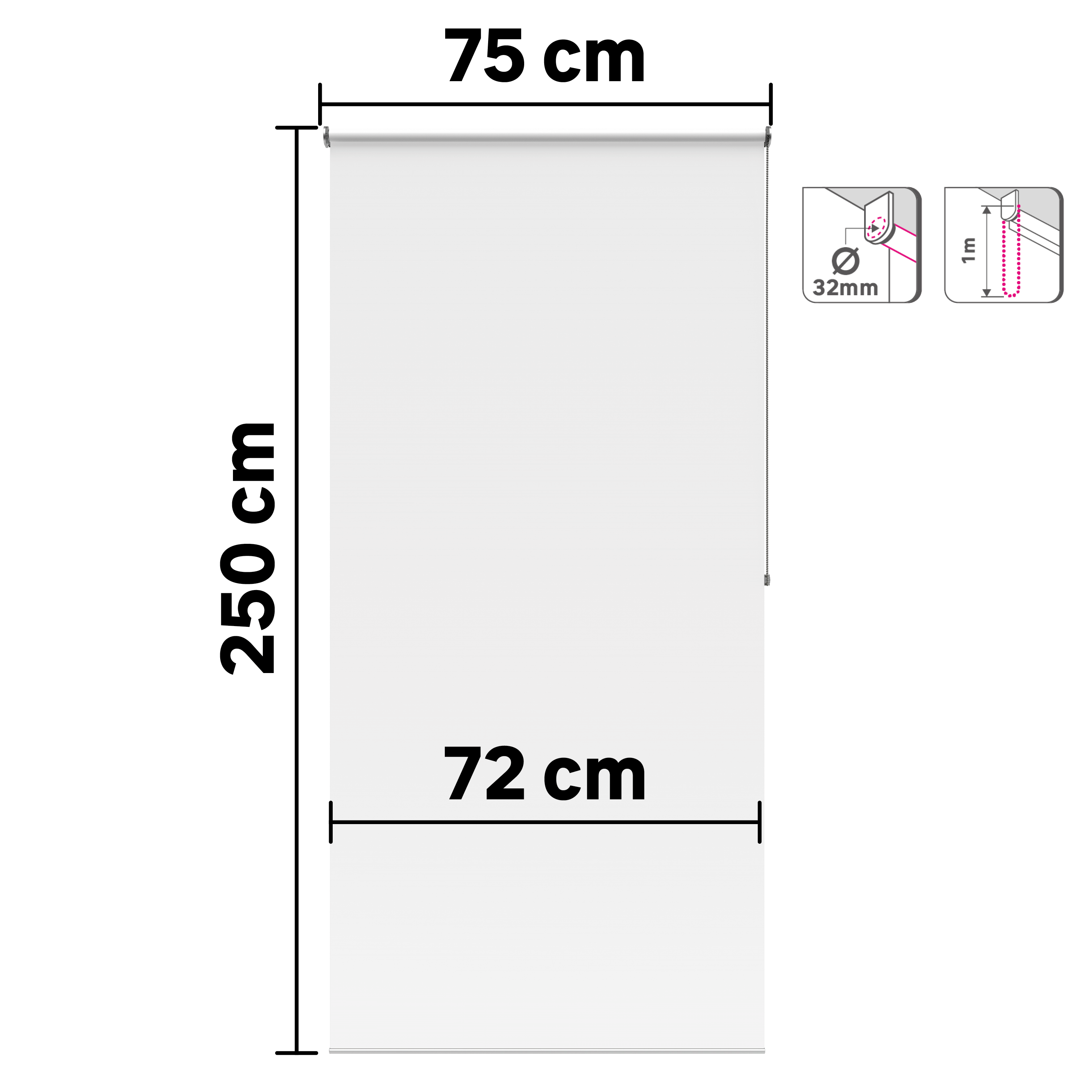 Store enrouleur occultant Bossa blanc, l.75 x H.250 cm, INSPIRE - 2