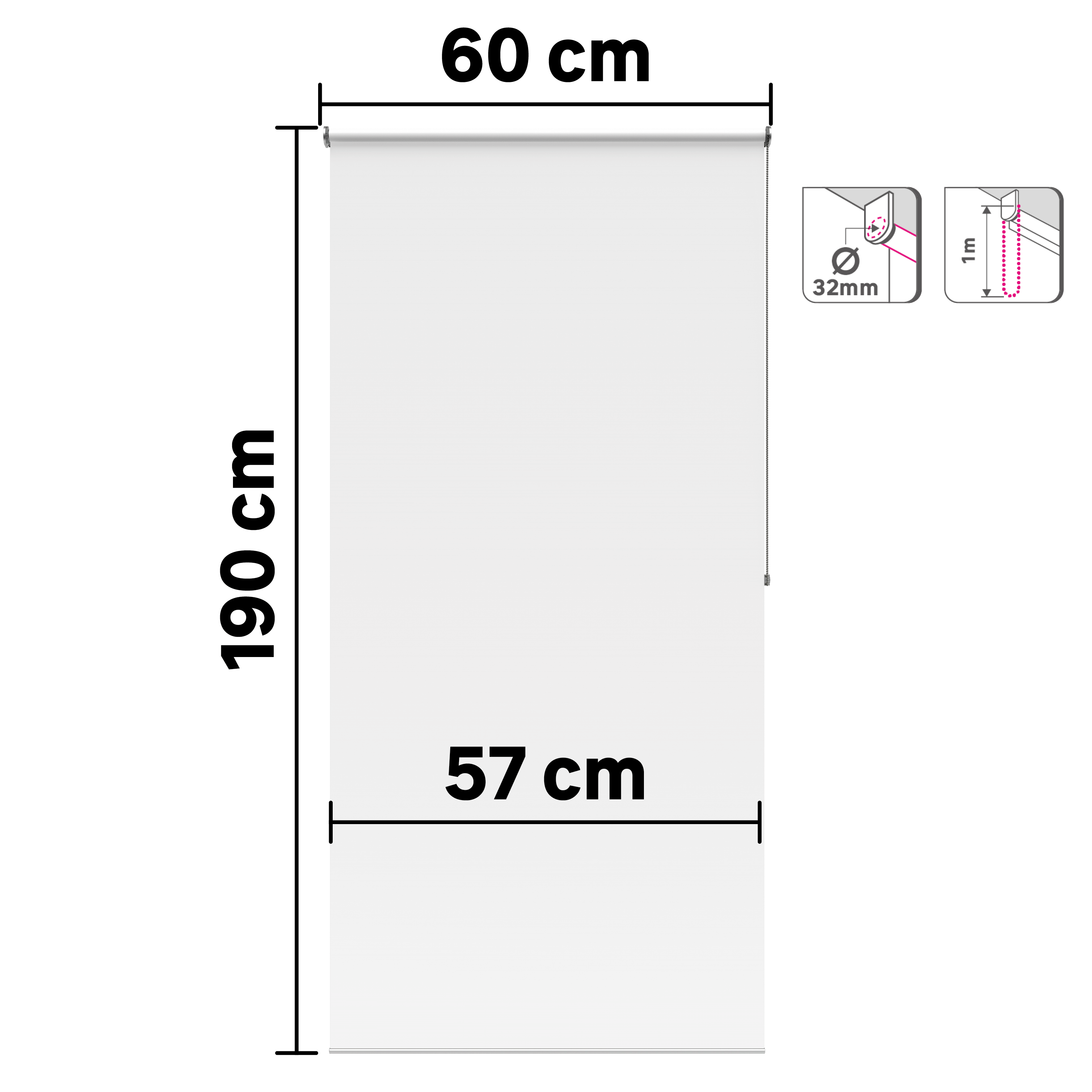 Store enrouleur occultant Bossa blanc, l.60 x H.190 cm, INSPIRE - 2