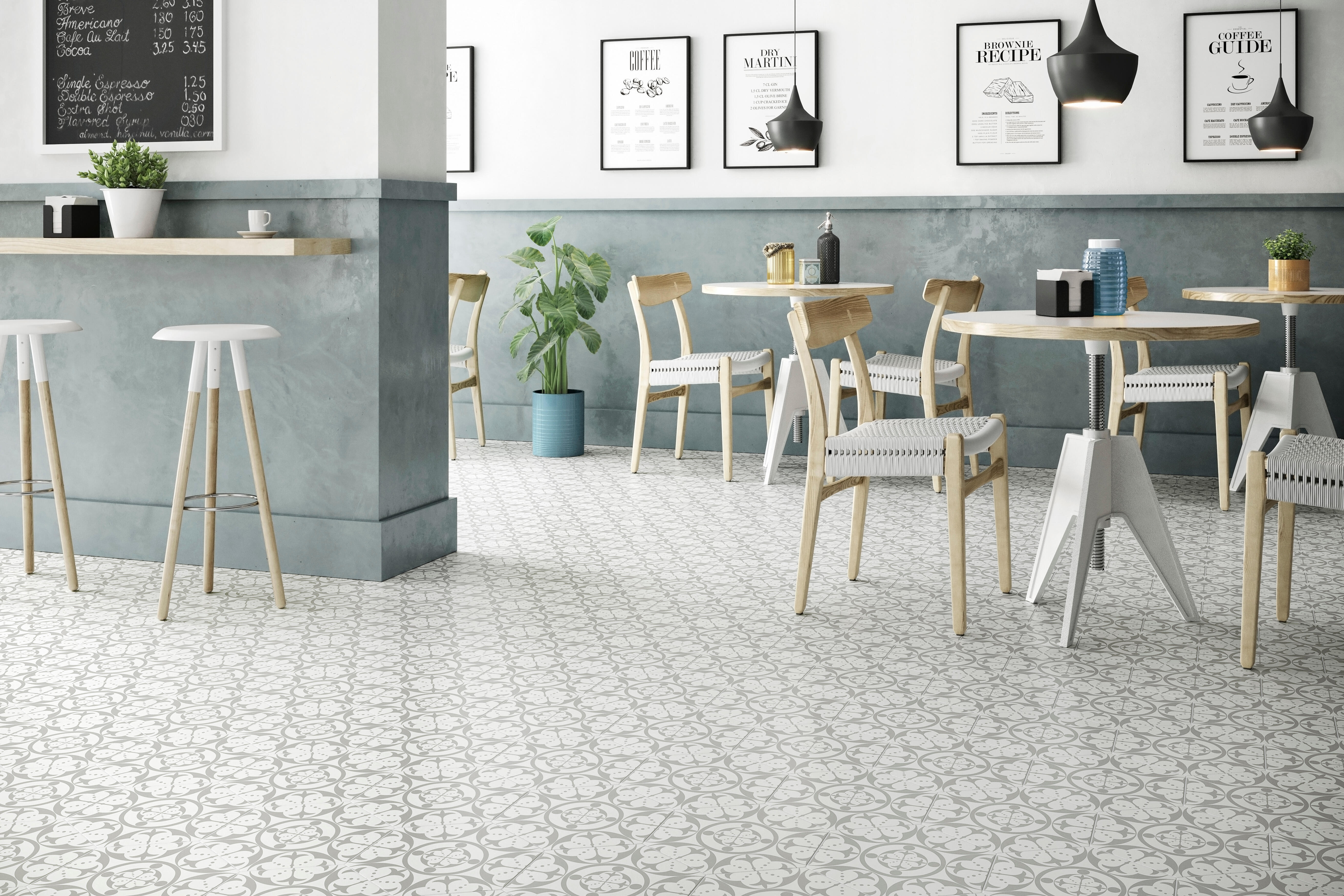 Suelo/azulejo porcelánico carnaby efecto hidráulico grey 28.5x33 cm c1