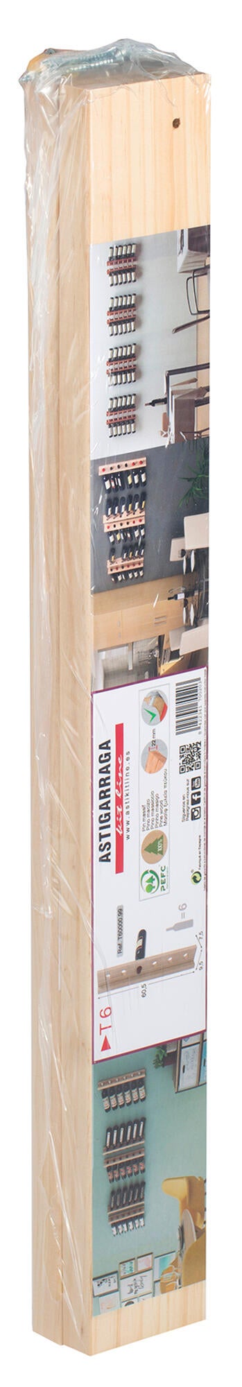 Botellero de pino para 6 botellas ASTIGARRAGA de 9.5x60.5x7.5 cm - 5
