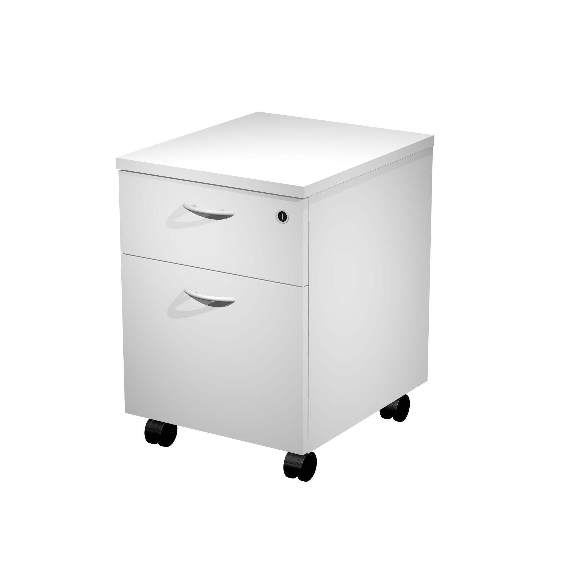 Cajonera de madera presto color blanco con 2 cajones de 43x60x45 cm