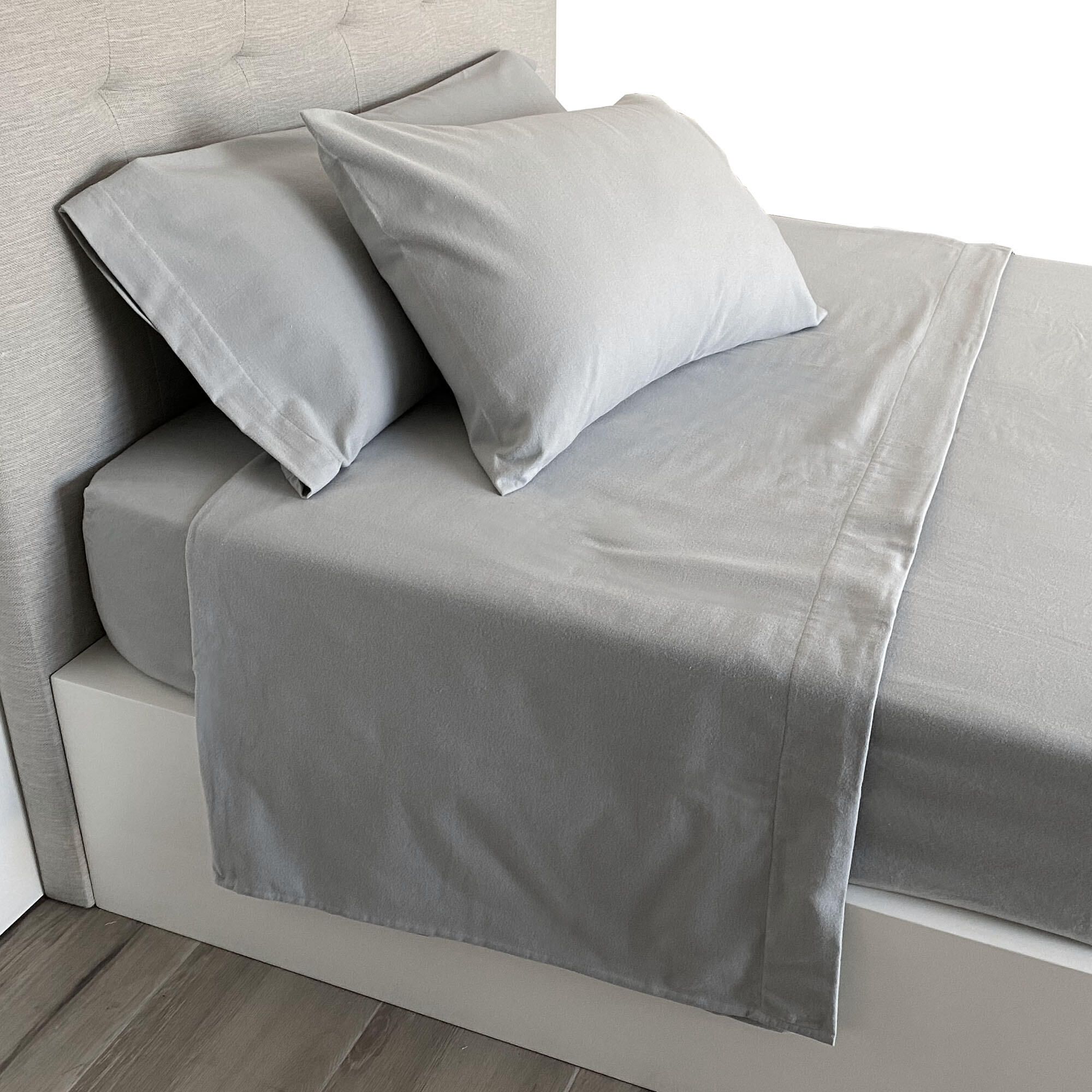 Sábana encimera franela algodón 80 hilos gris cama 150 cm