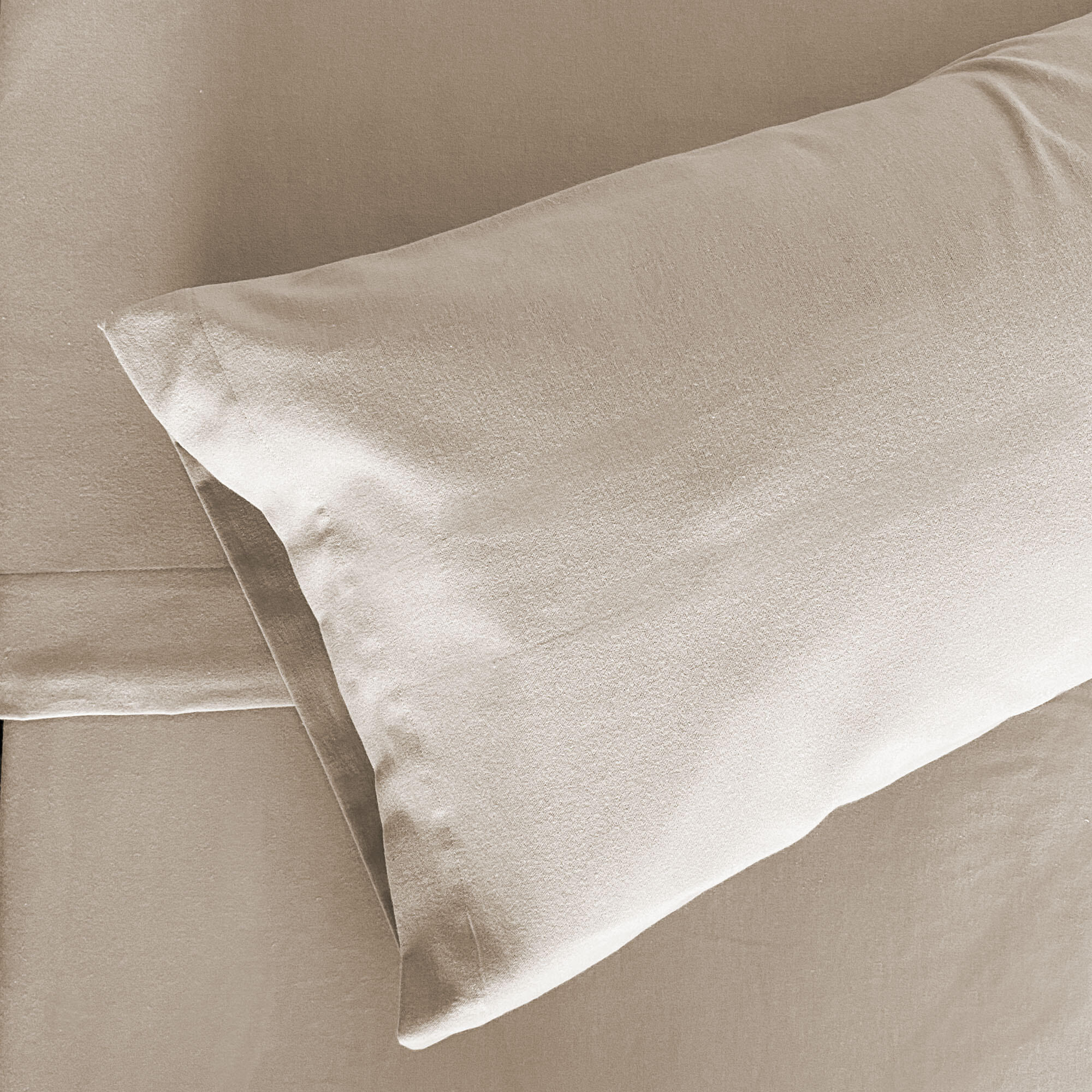 Sábana encimera Franela algodón 80  hilos beige cama 90 cm - 9