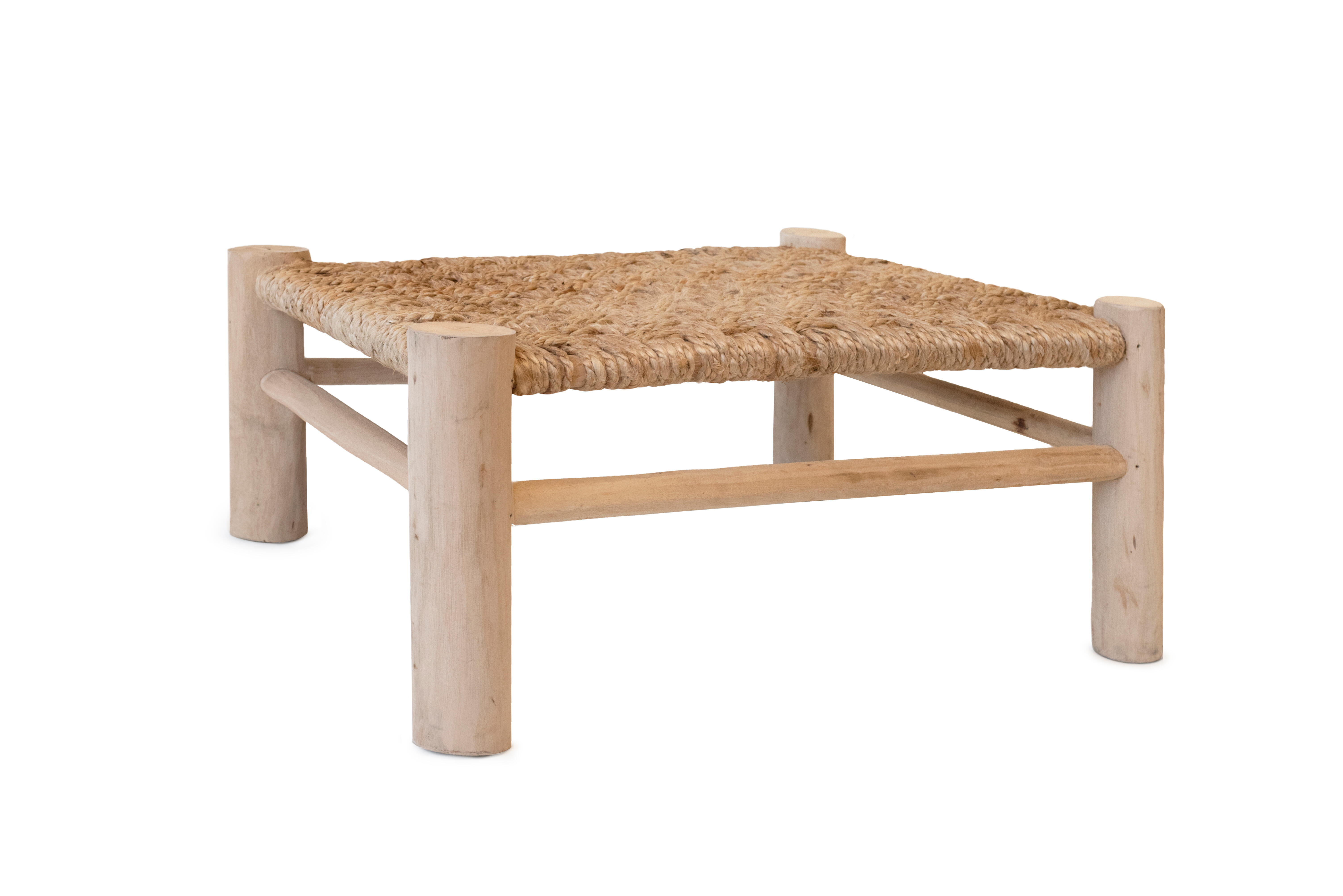 Reposapiés decorativo madera rectangular Grande blanco 60x30x45cm - 3
