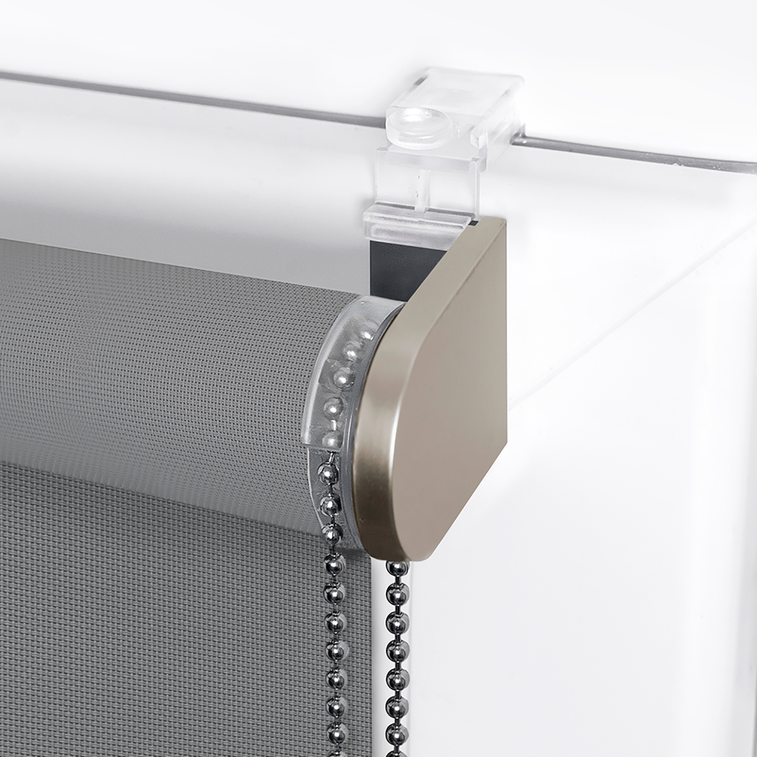 Estor enrollable screen 10% térmico con cadena Salsa poliéster liso gris granite INSPIRE de 75x250cm. Instalación sin taladrar - 7