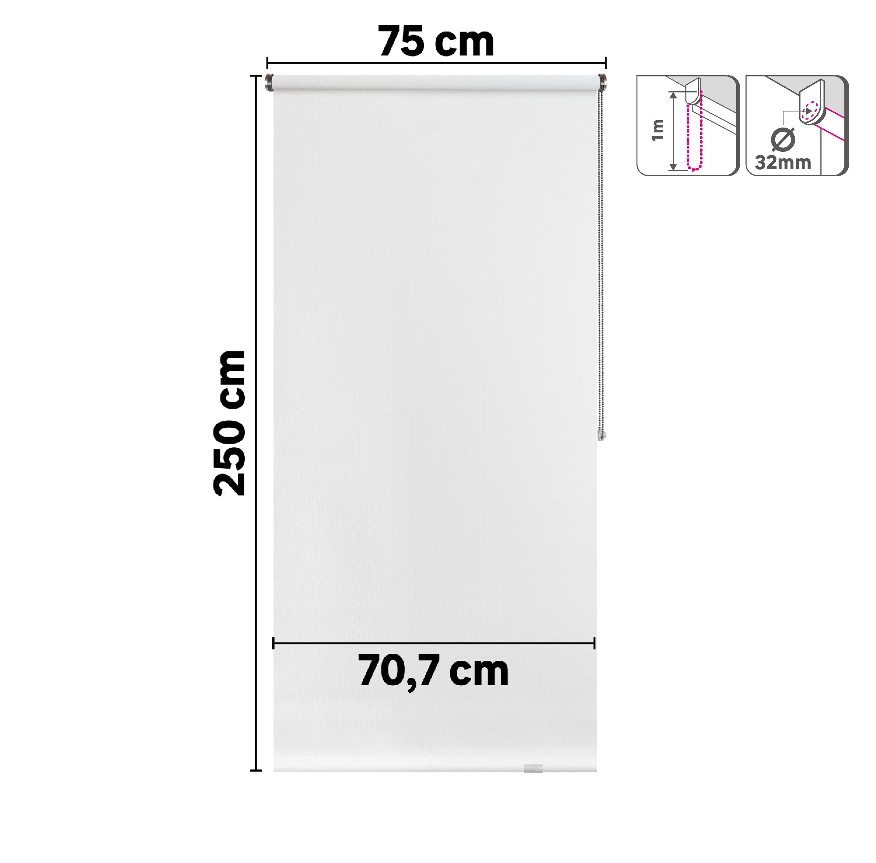 Store enrouleur screen Salsa blanc, l.75 x H.250 cm, INSPIRE - 2