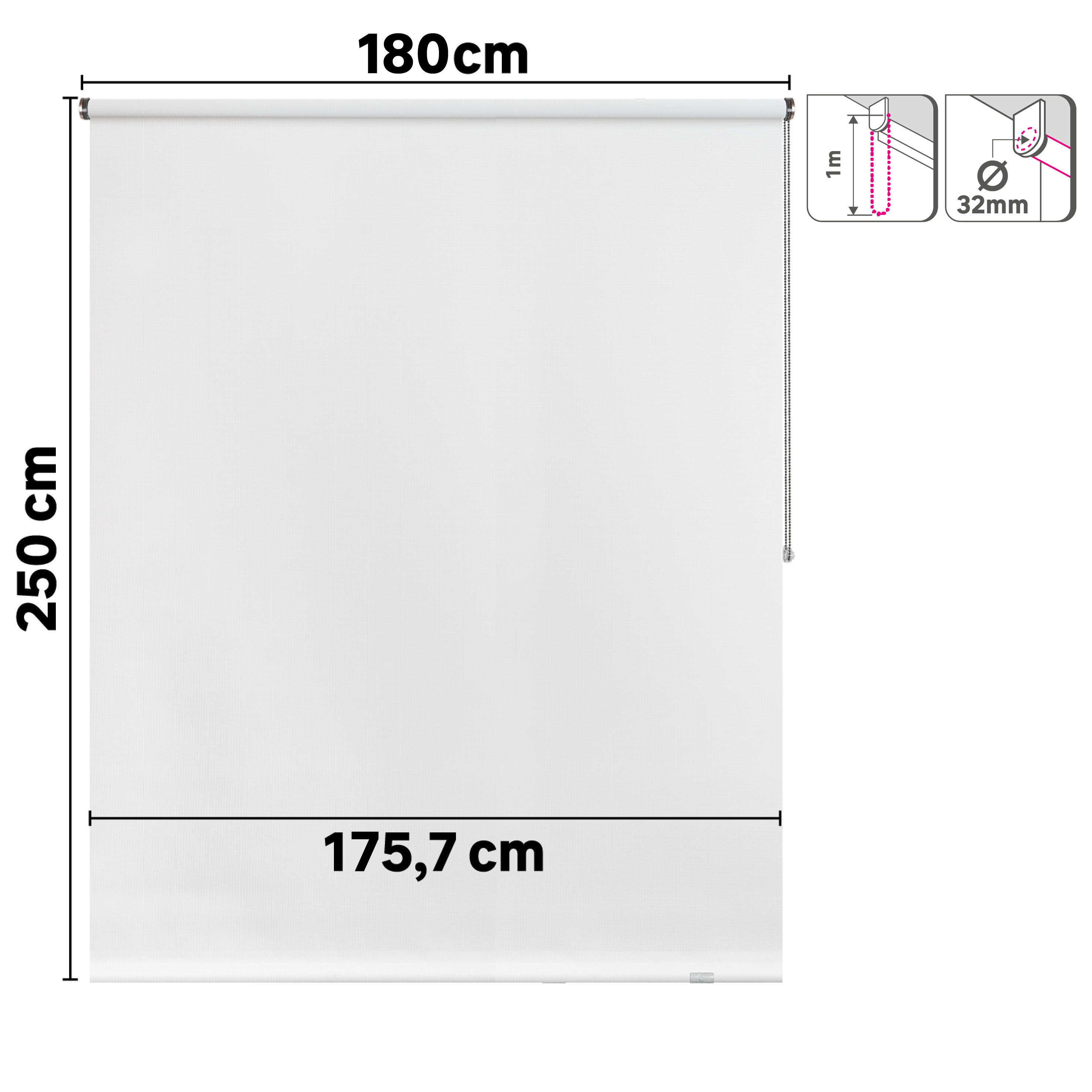 Estor enrollable screen 10% térmico con cadena Salsa poliéster liso blanco INSPIRE de 180x250cm - 13