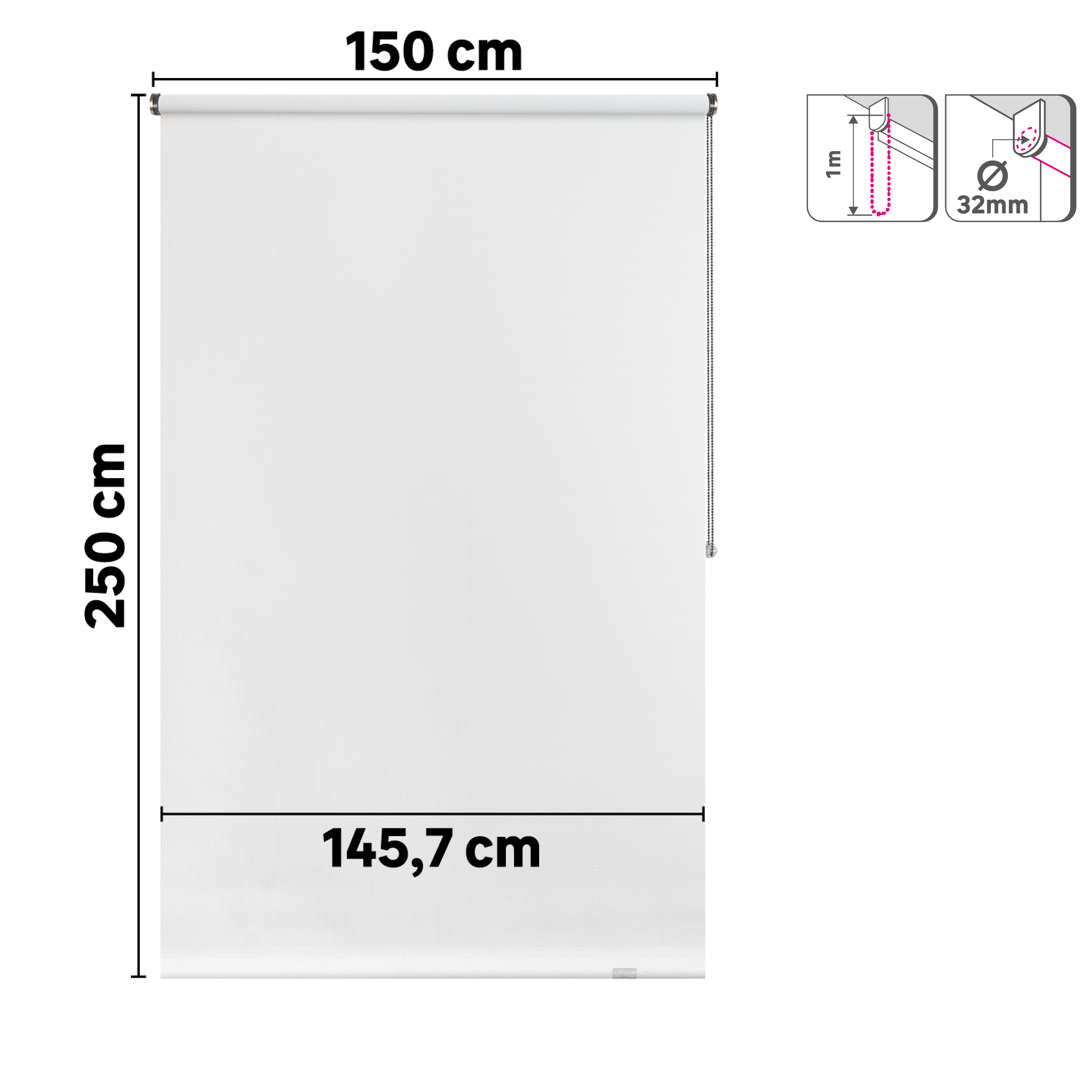 Estore de rolo screen 150 x 250 cm salsa branco Inspire - 4