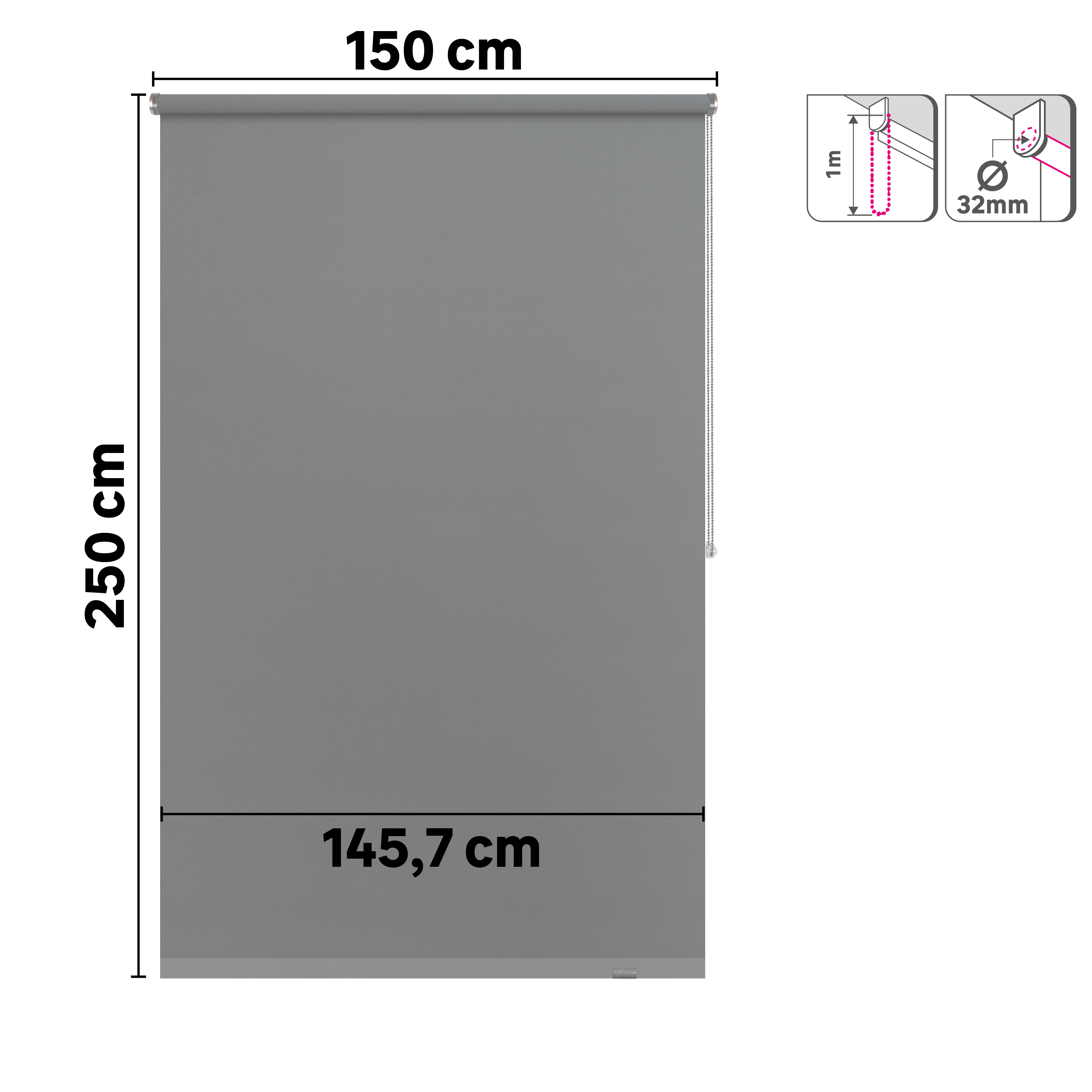 Estore de rolo screen 150 x 250 cm salsa cinza Inspire - 4