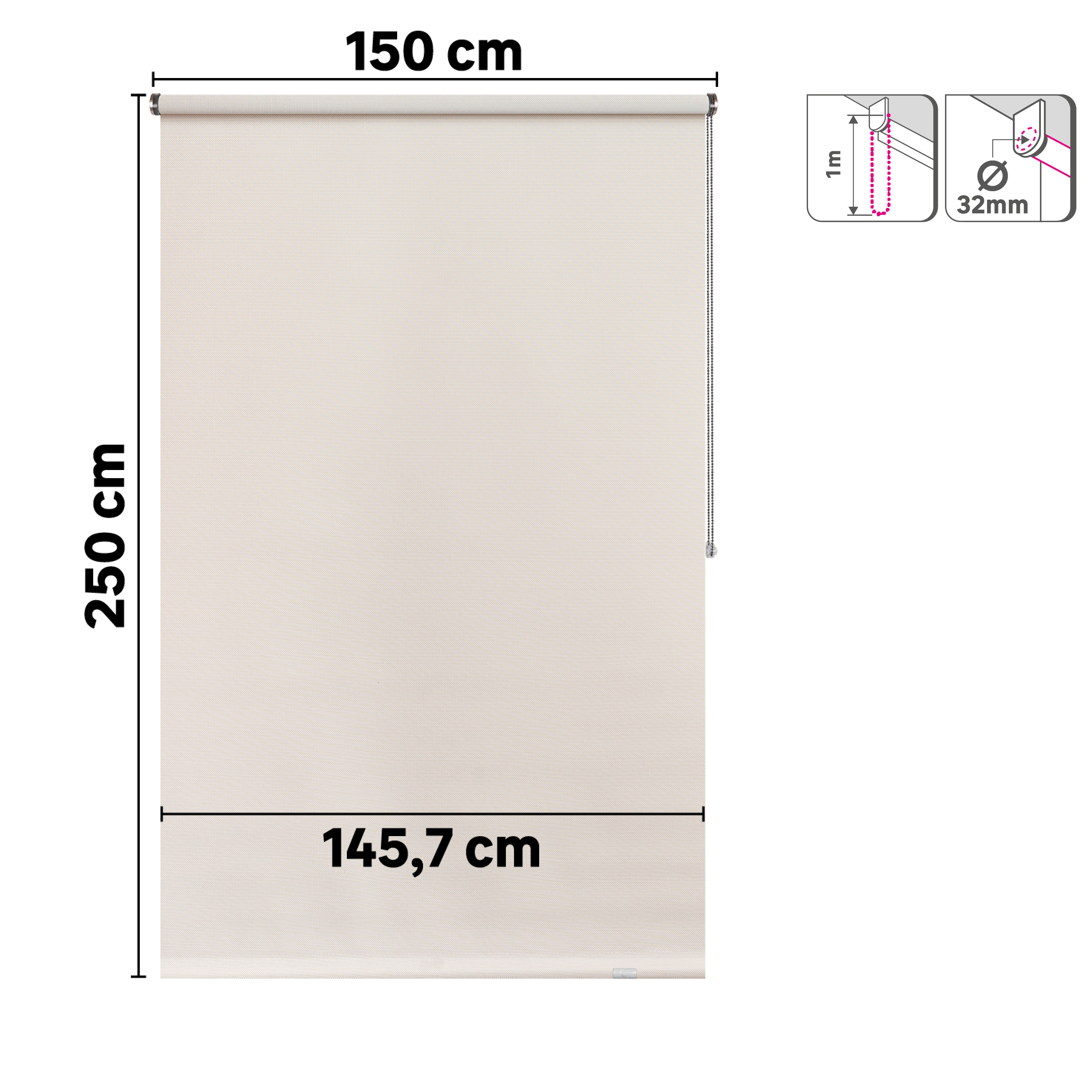 Estore de rolo screen 150 x 250 cm salsa linho branco Inspire - 4