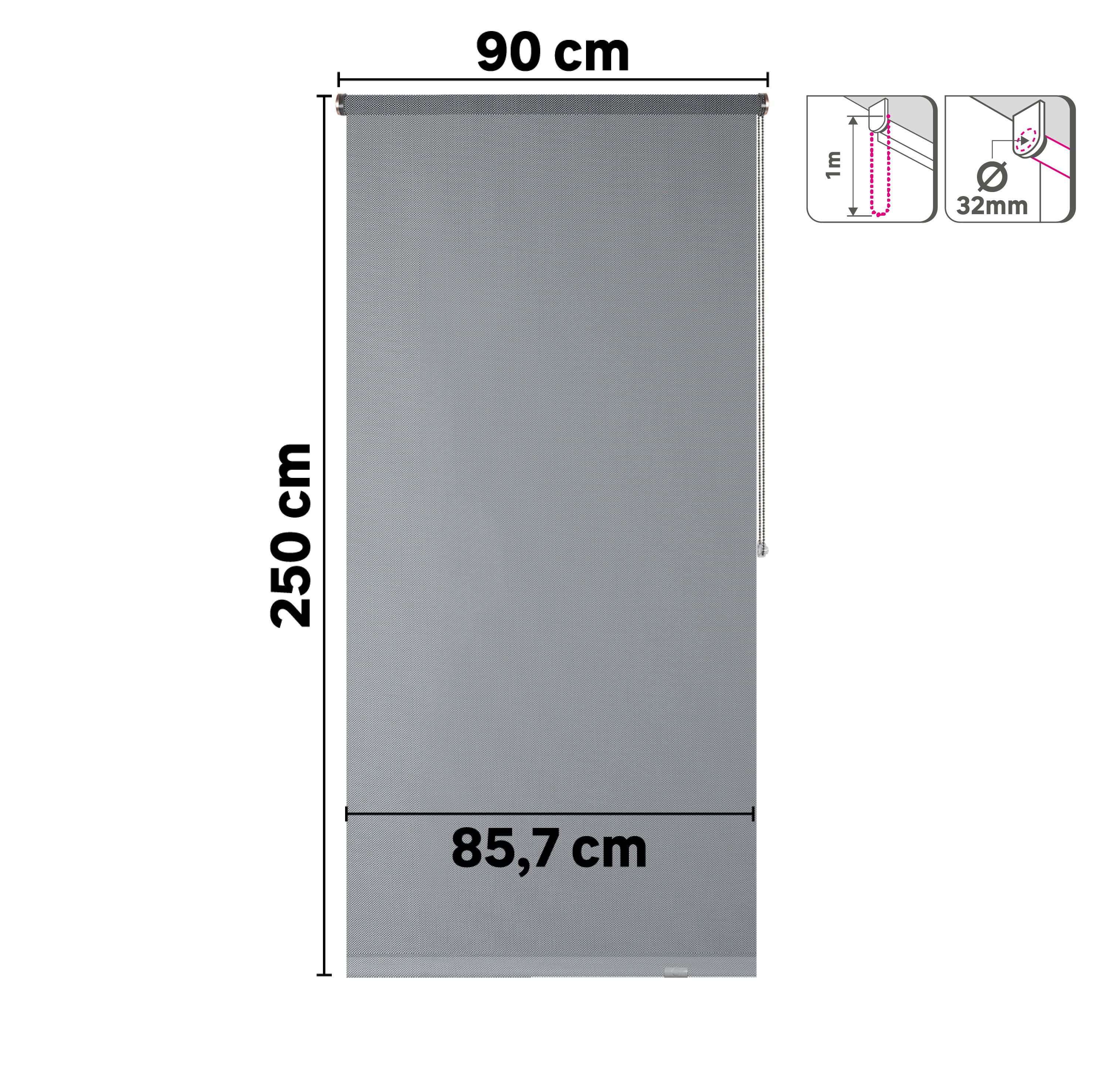 Estore de rolo screen 90 x 250 cm salsa cinza claro Inspire - 6