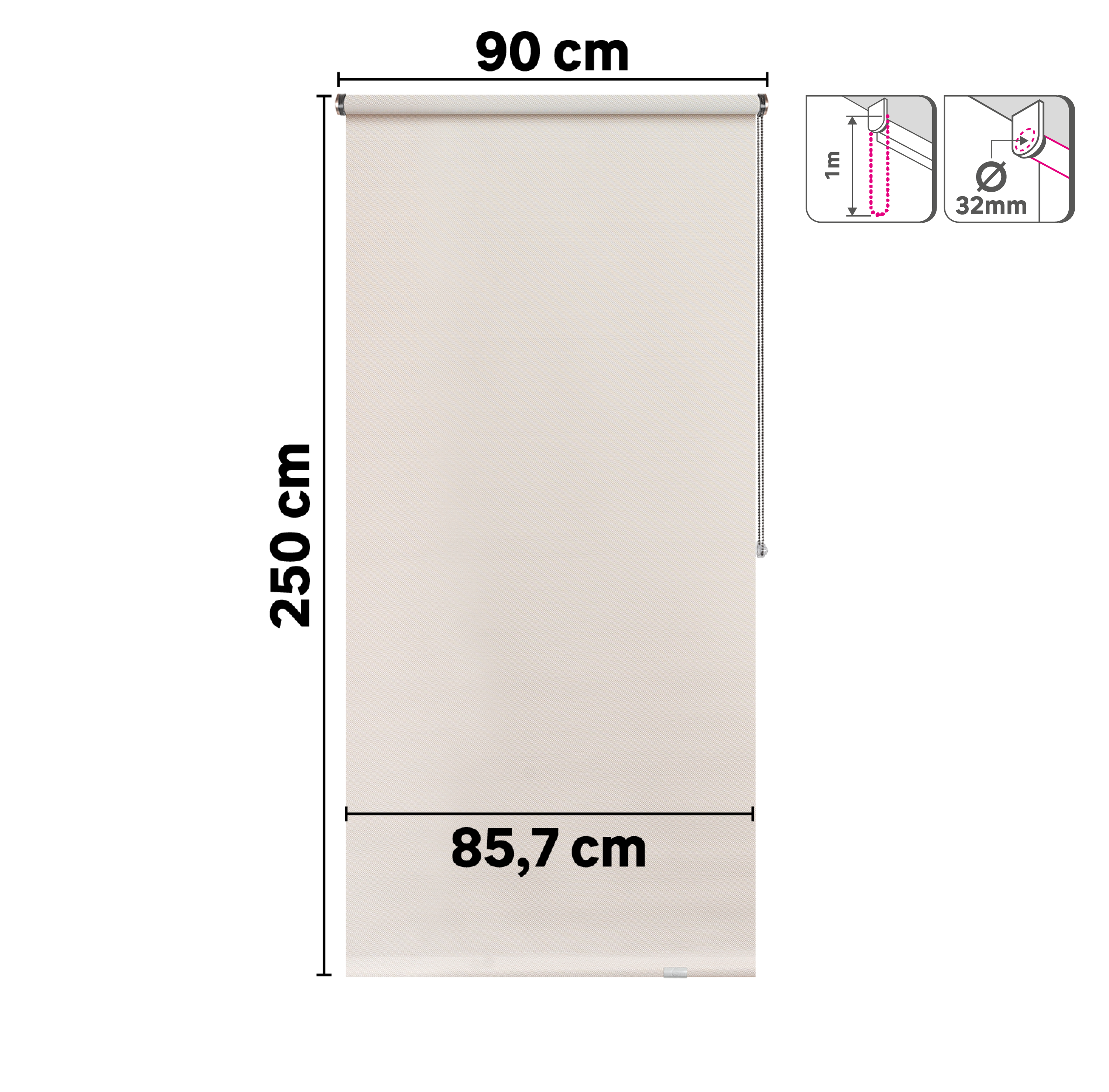 Estore de rolo screen 90 x 250 cm salsa linho branco Inspire - 4